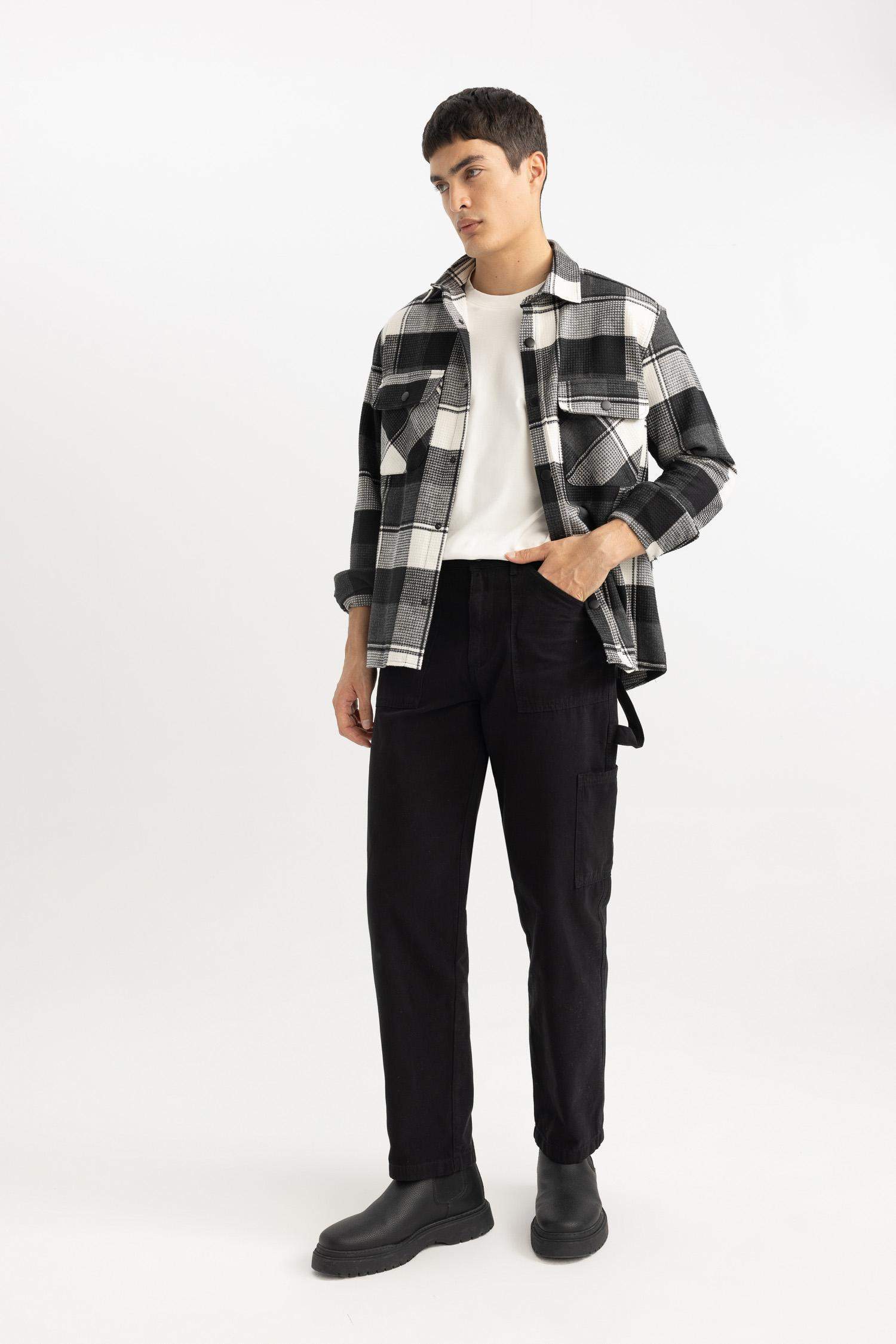 %100 Pamuk Yazlık Kanvas Pantolon Straight Fit Normal Kalıp Normal Bel Boru Paça Basic Düz Cepli