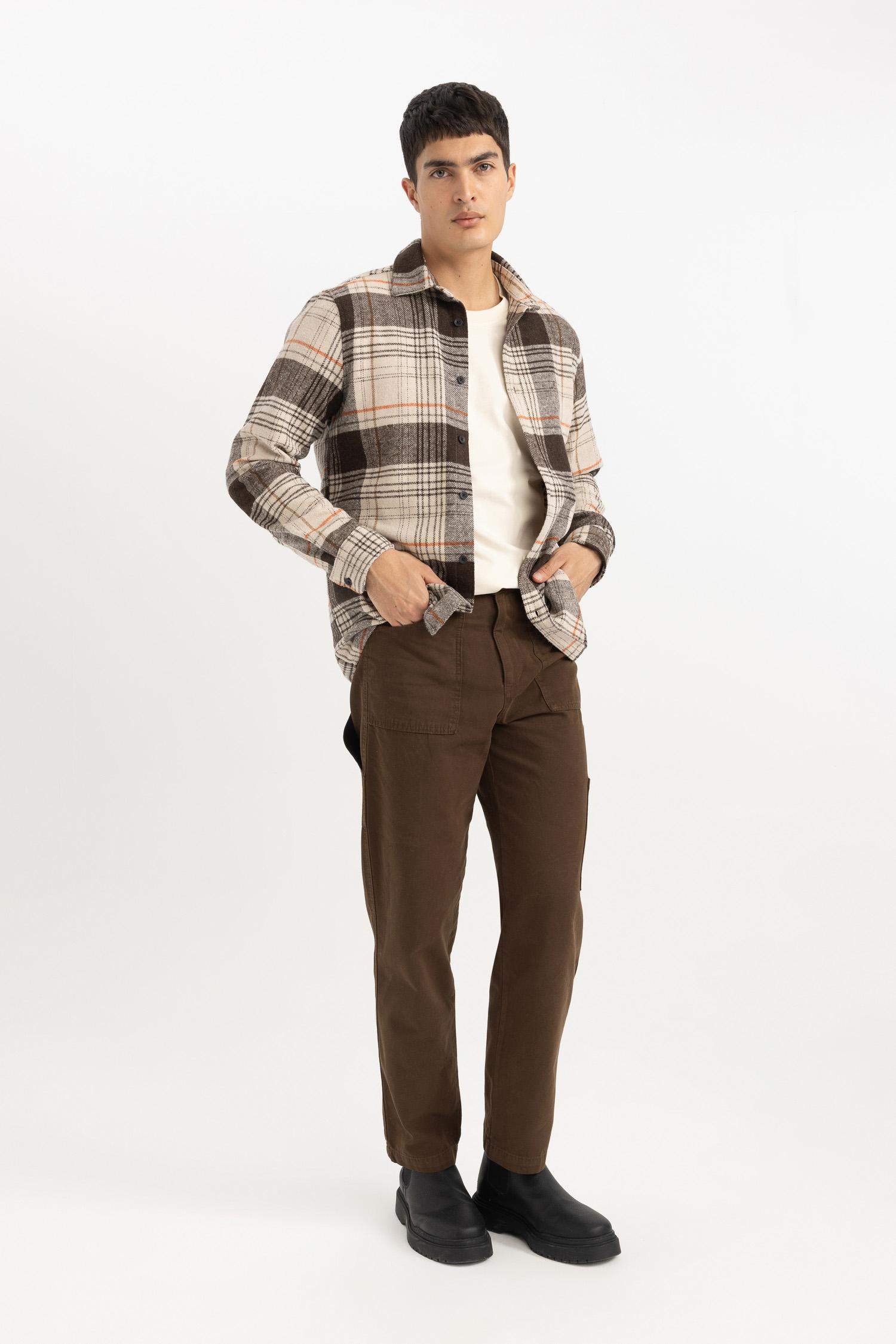 Yazlık Kanvas Pantolon Straight Fit Normal Kalıp Normal Bel Boru Paça Basic Düz Cepli