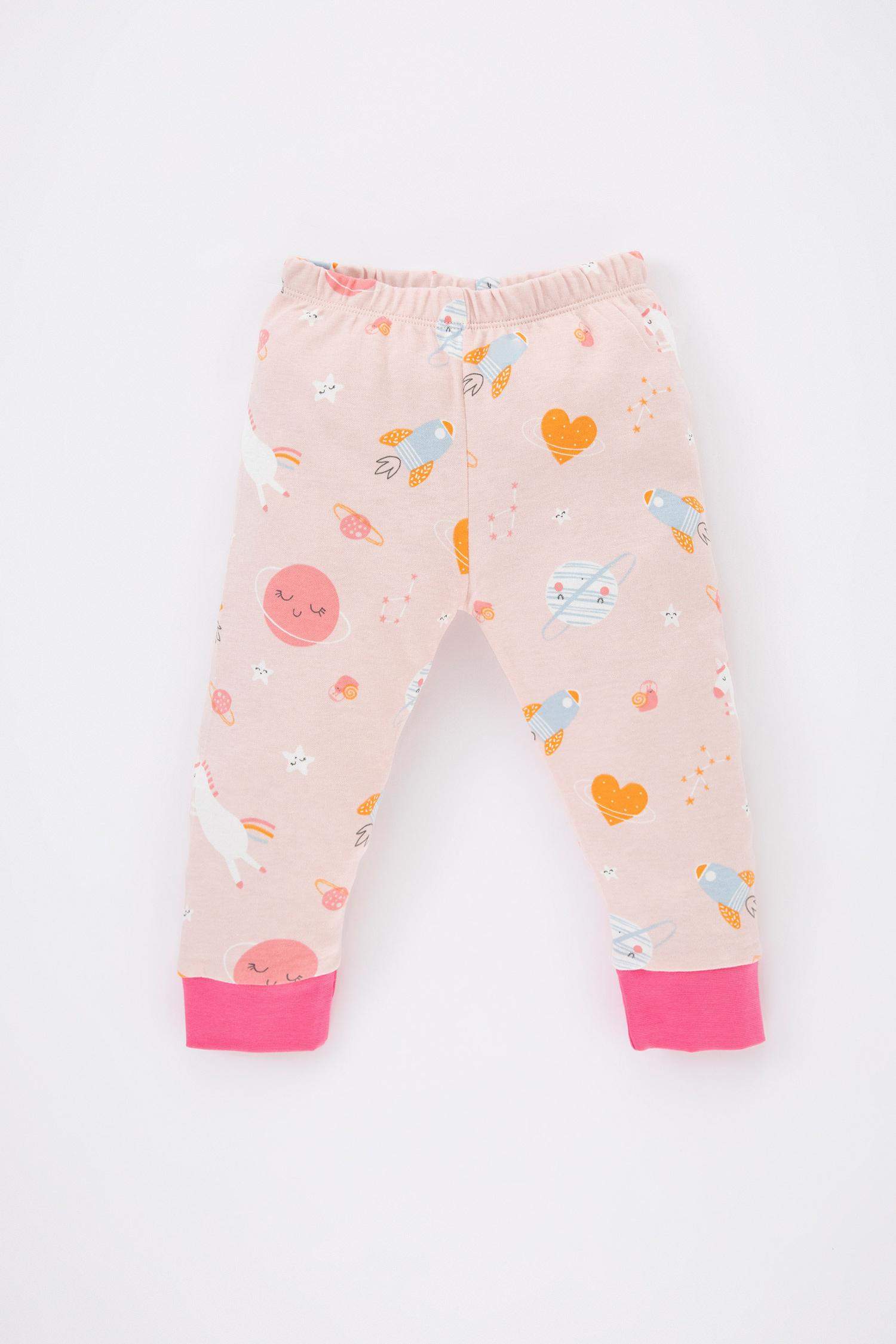 طقم بيجاما بناتي برقبة مستديرة - قطعتين