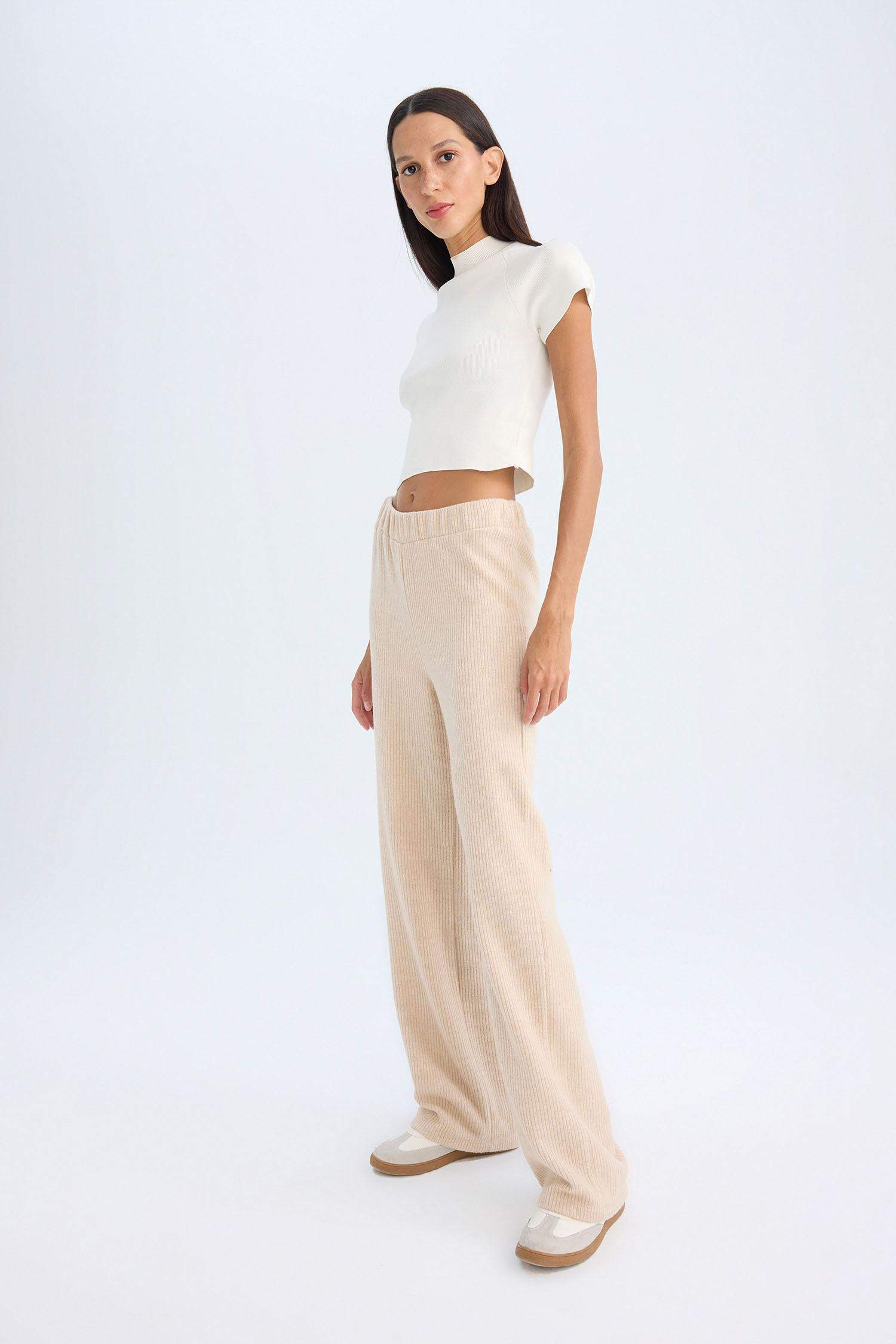 Fitilli Kaşkorse Pantolon Flayer Fit Beli Lastikli Düz Paça