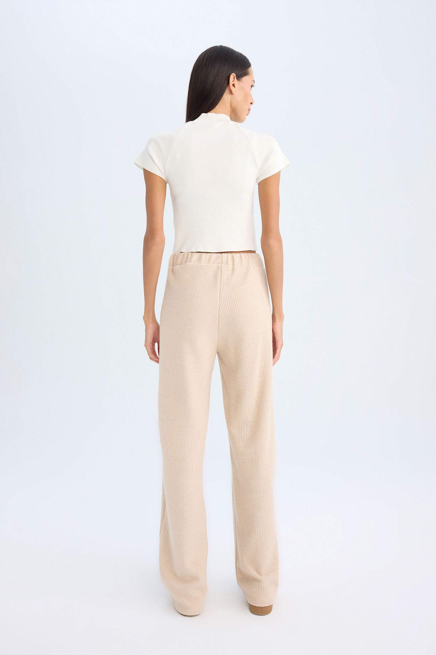 Fitilli Kaşkorse Pantolon Flayer Fit Beli Lastikli Düz Paça