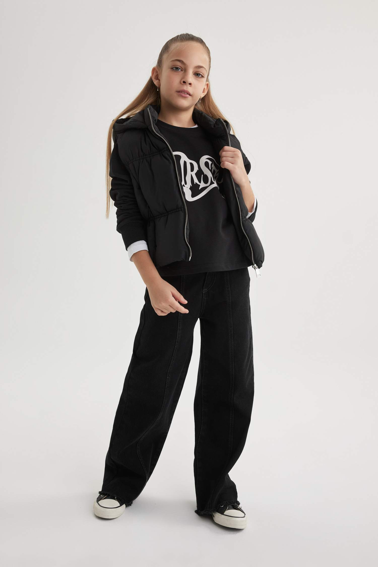 Girl Water Repellent Hooded Puffer Vest