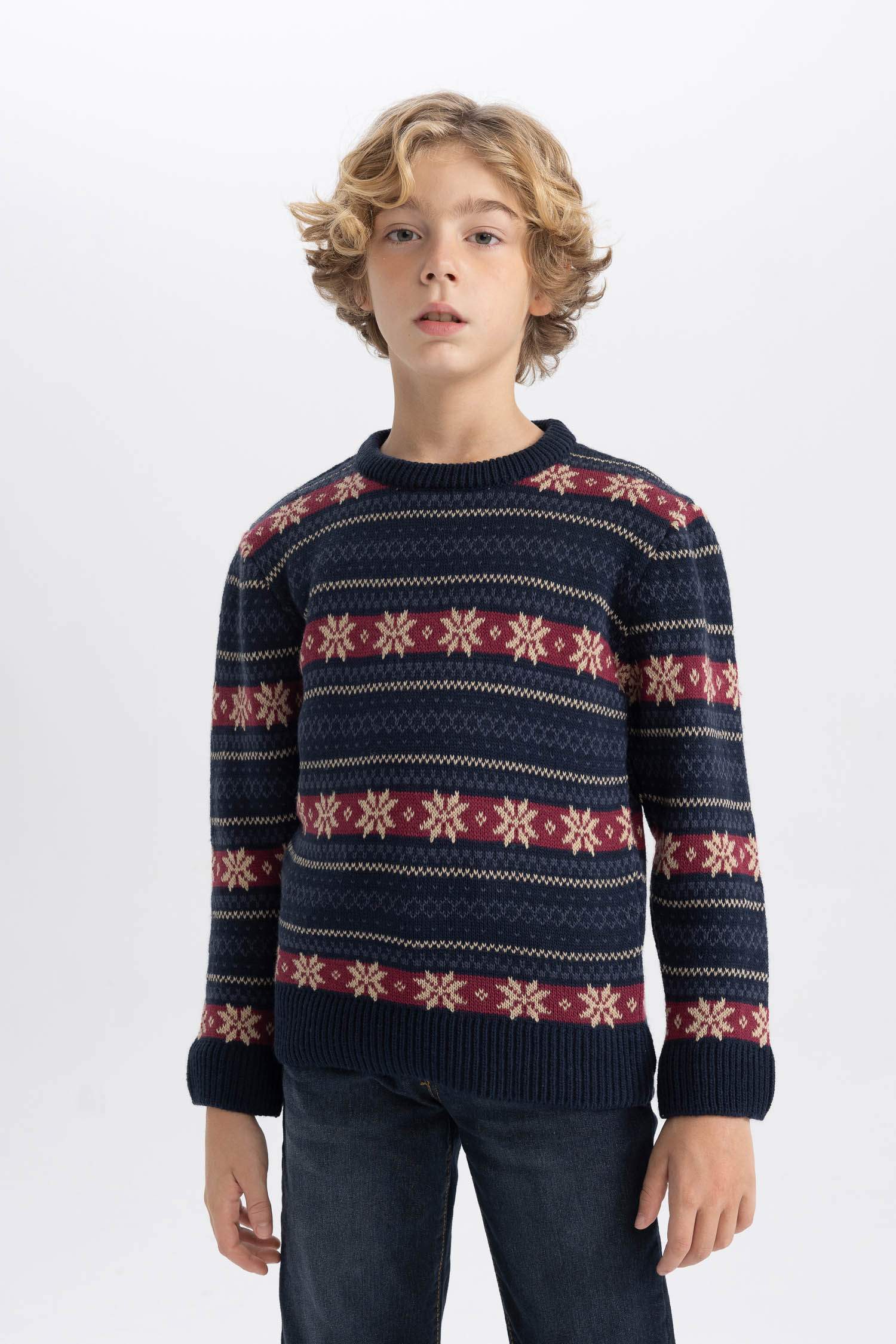 Boy New Year Themed Crew Neck Pullover