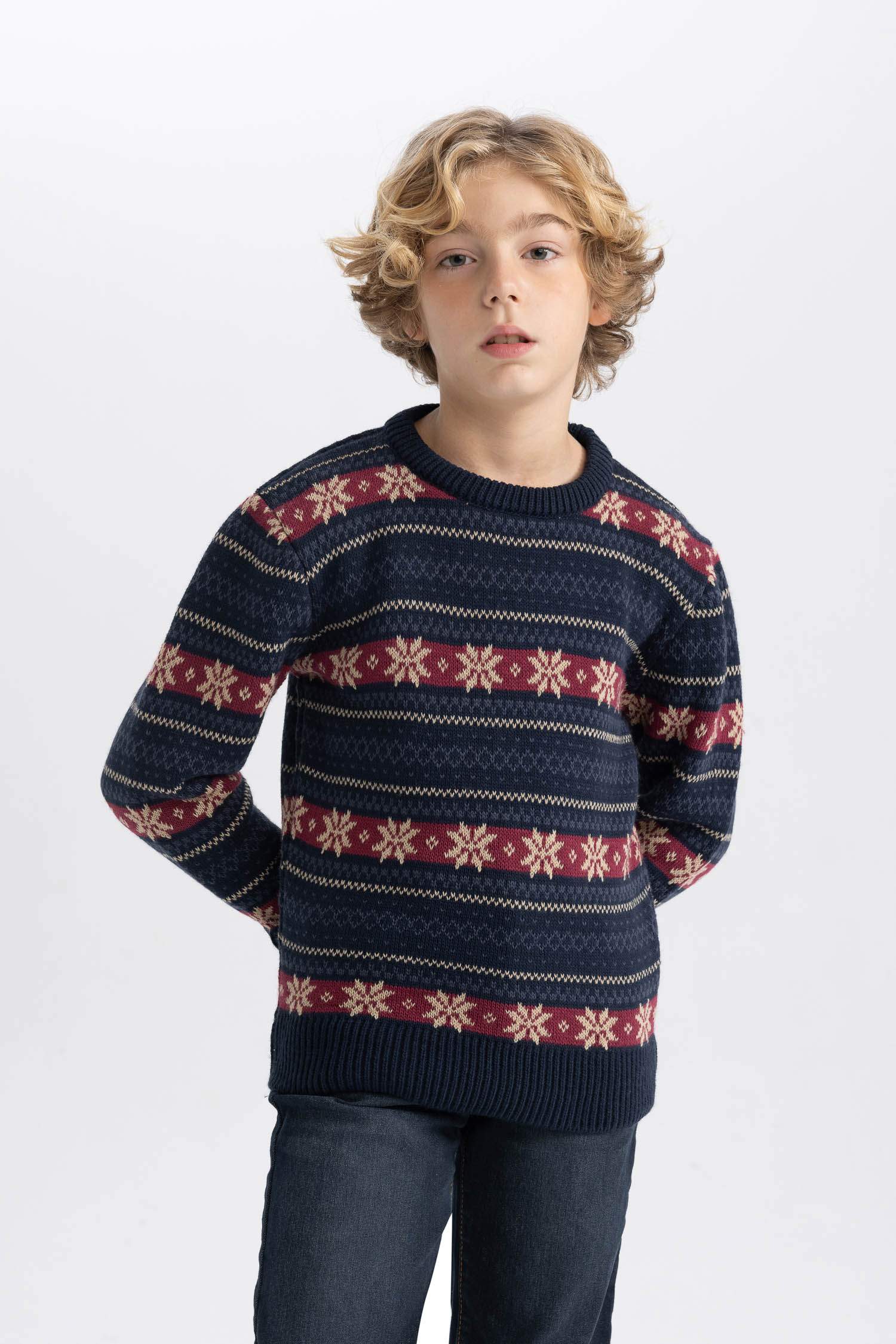 Boy New Year Themed Crew Neck Pullover