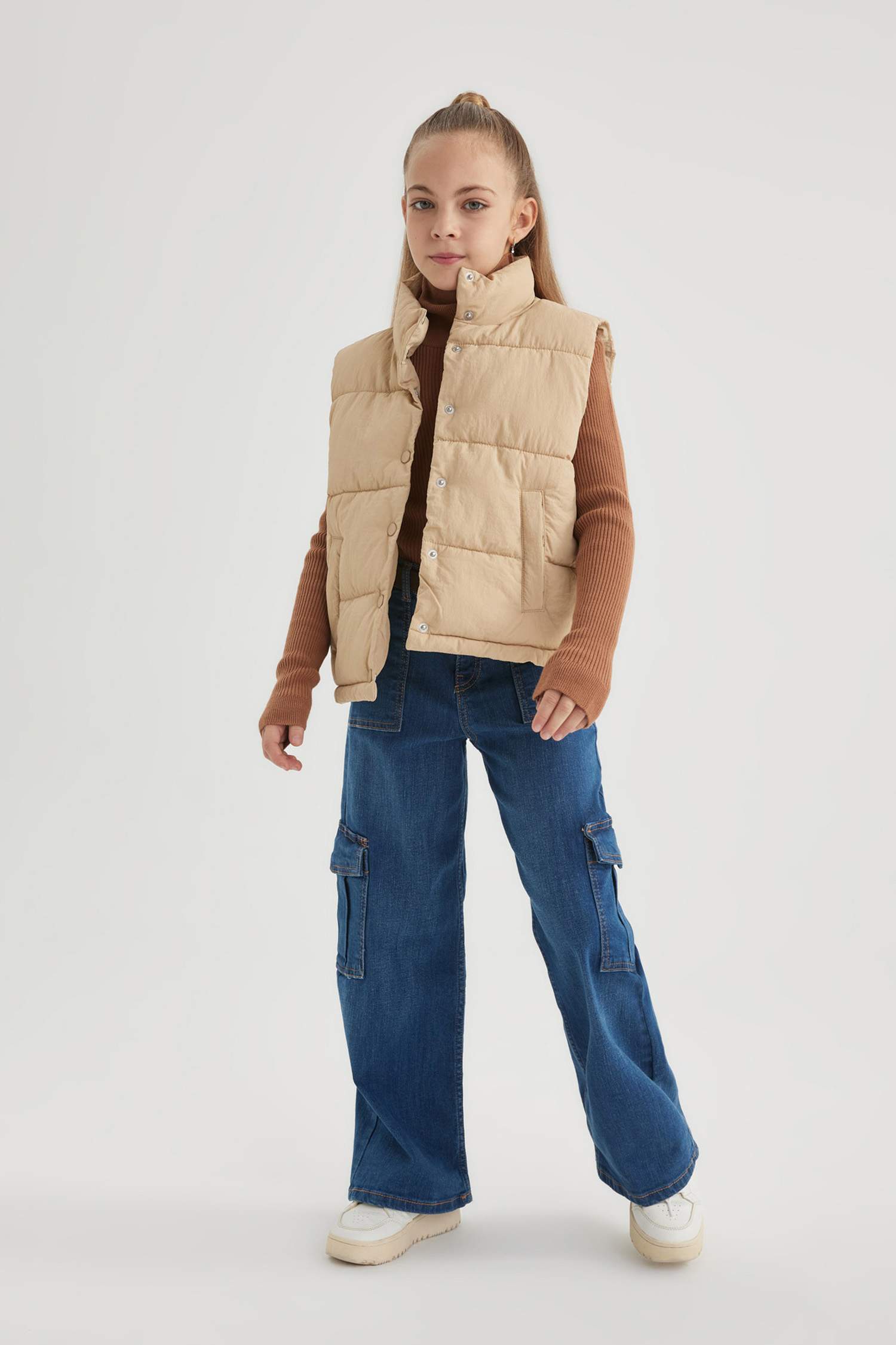 Girl High Collar Puffer Vest
