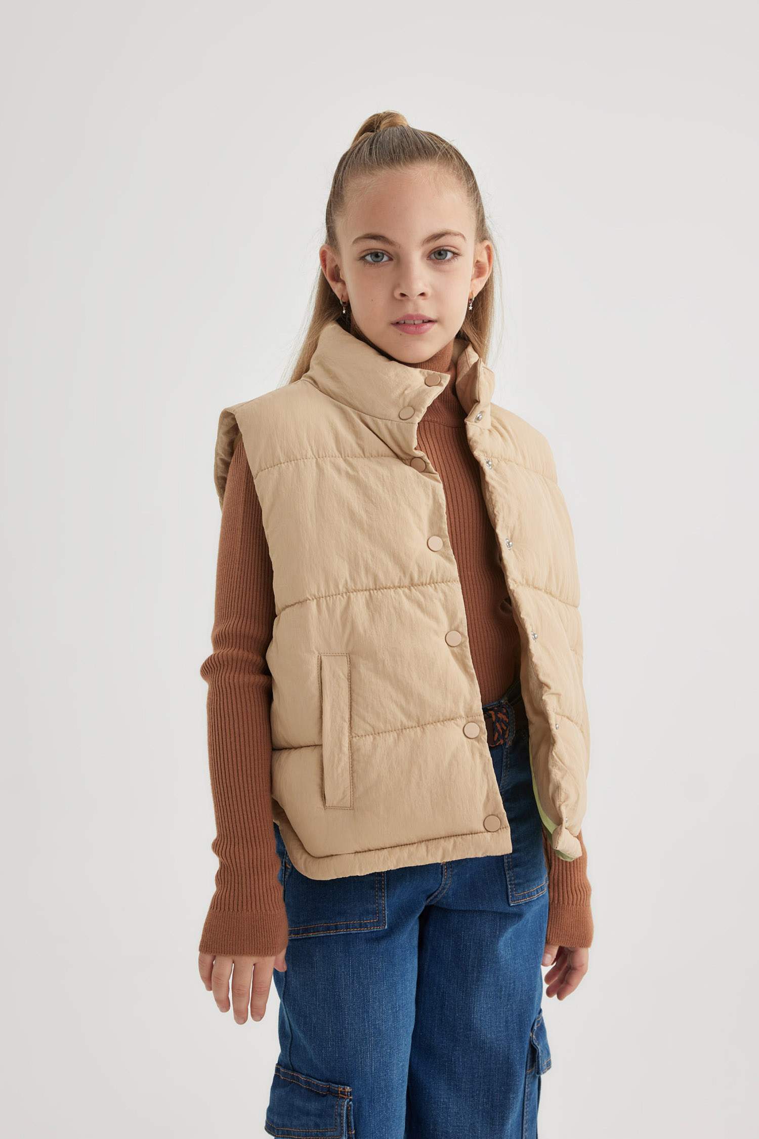 Girl High Collar Puffer Vest