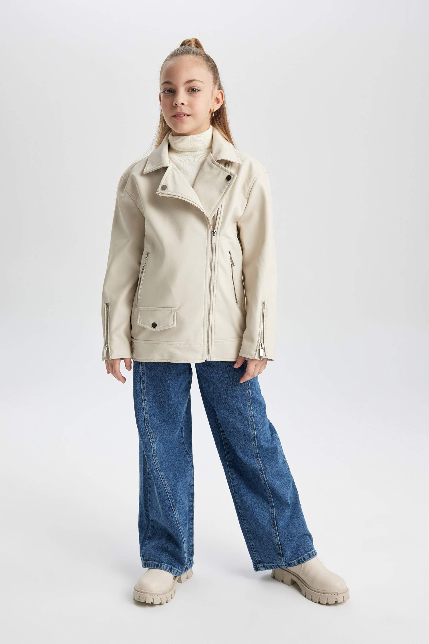 Куртка из искусственной кожи водоотталкивающая ткань оверсайз из искусственной кожи для девочек