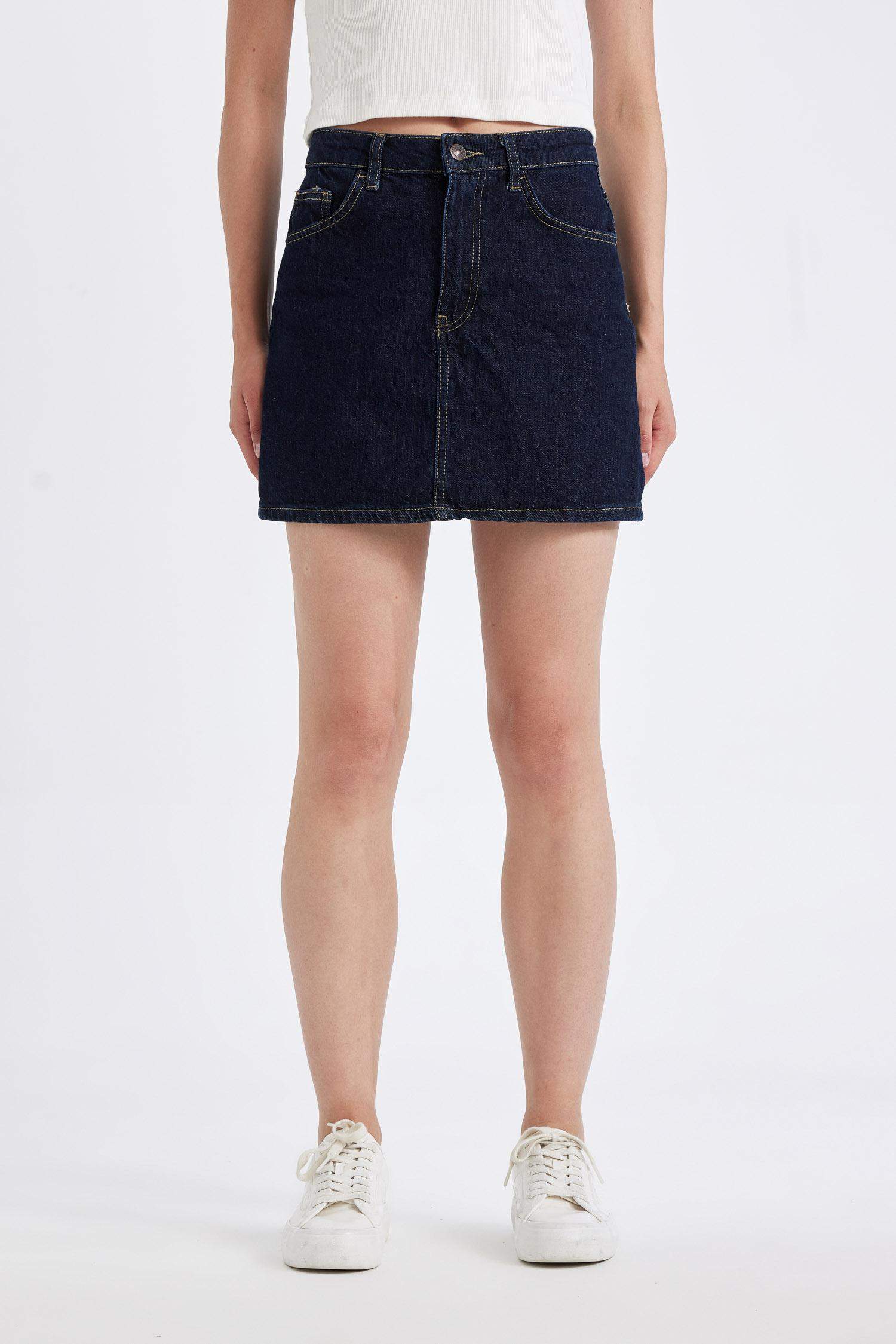Regular Fit Denim Mini Skirt
