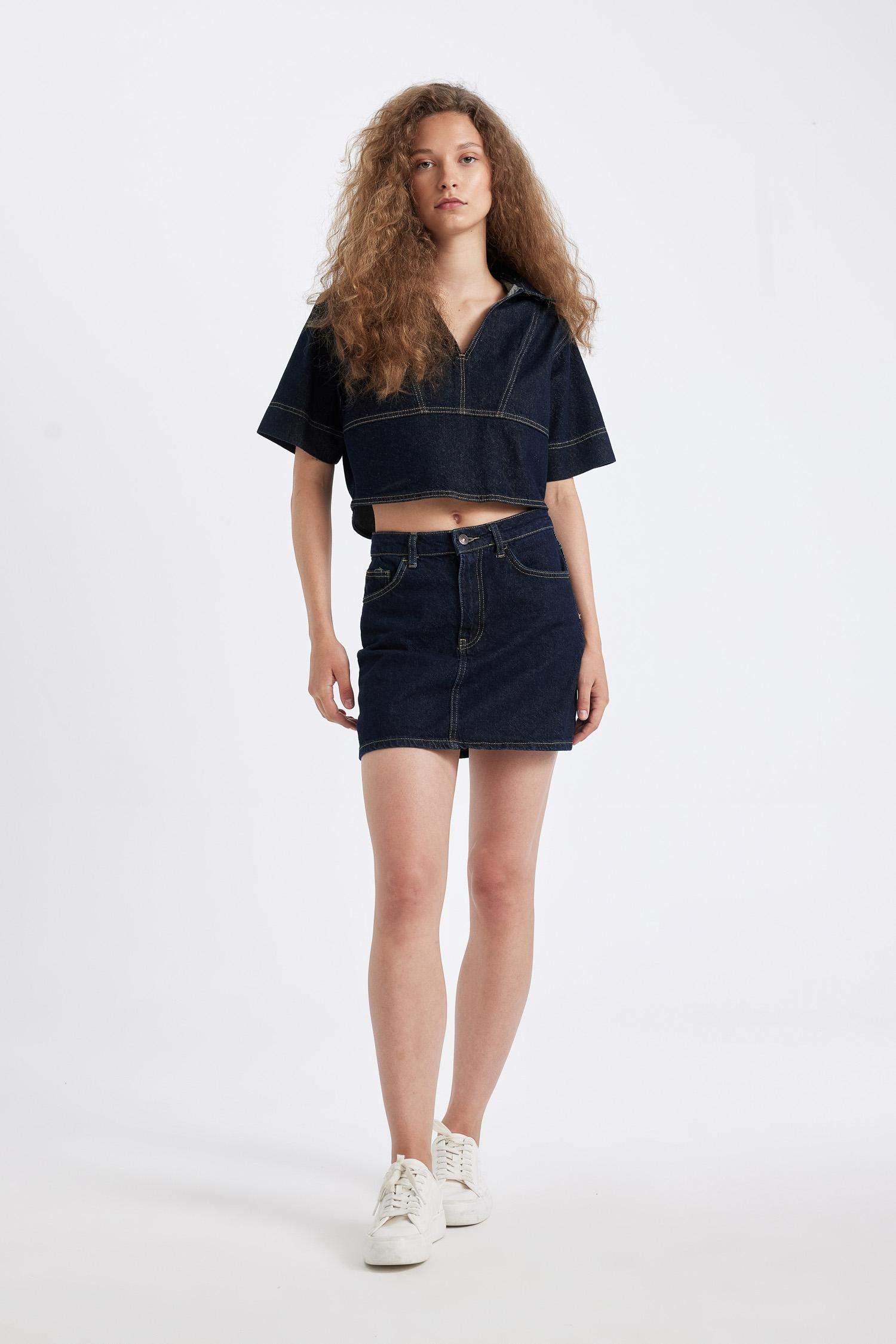 Regular Fit Denim Mini Skirt
