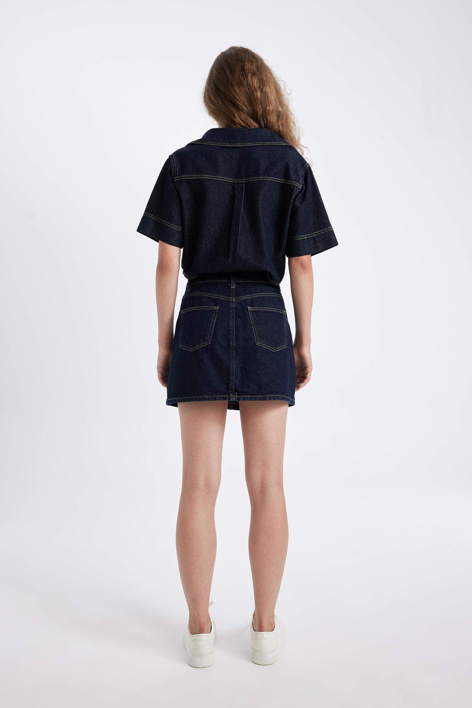 Regular Fit Denim Mini Skirt