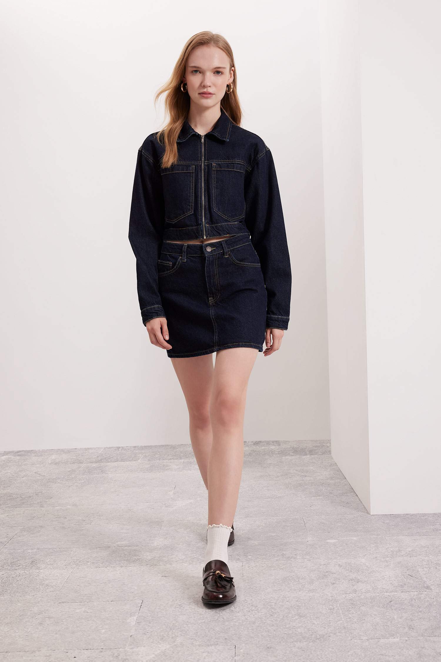 Regular Fit Denim Mini Skirt