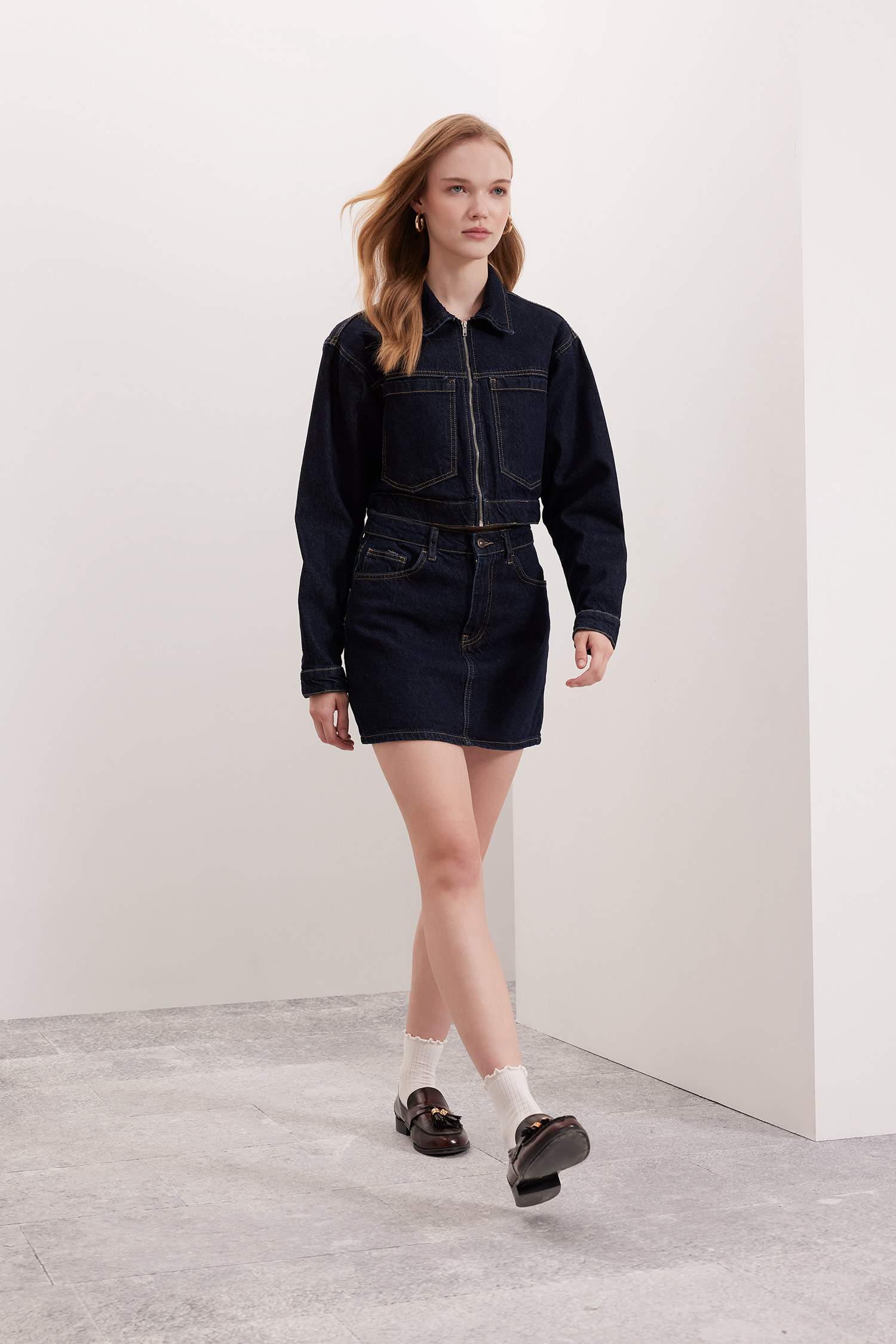 Regular Fit Denim Mini Skirt