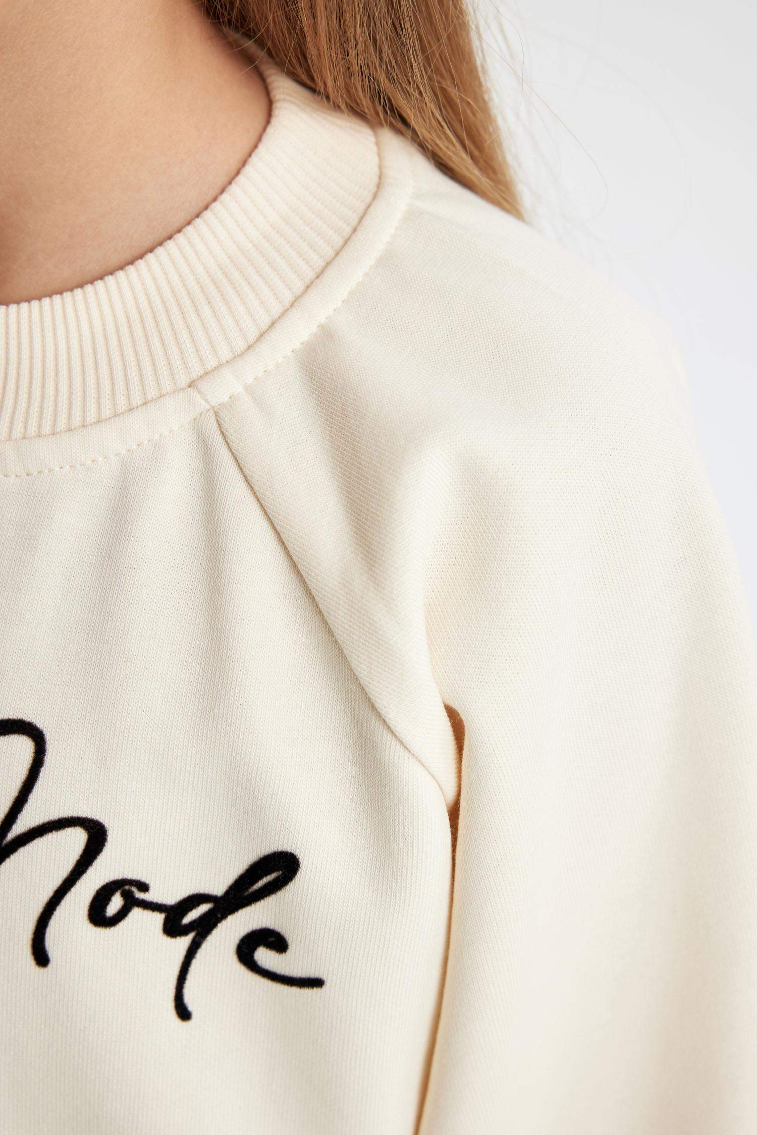 Girl Oversize Fit Crew Neck Printed Thick Sweatshirt