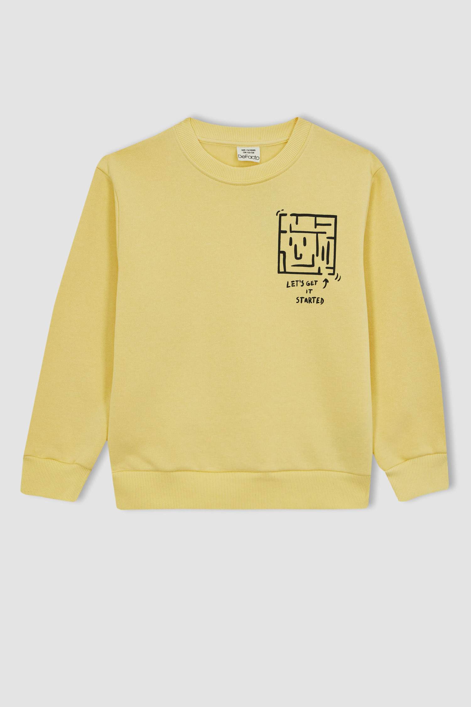 Erkek Çocuk Bisiklet Yaka Baskılı Kalın Sweatshirt