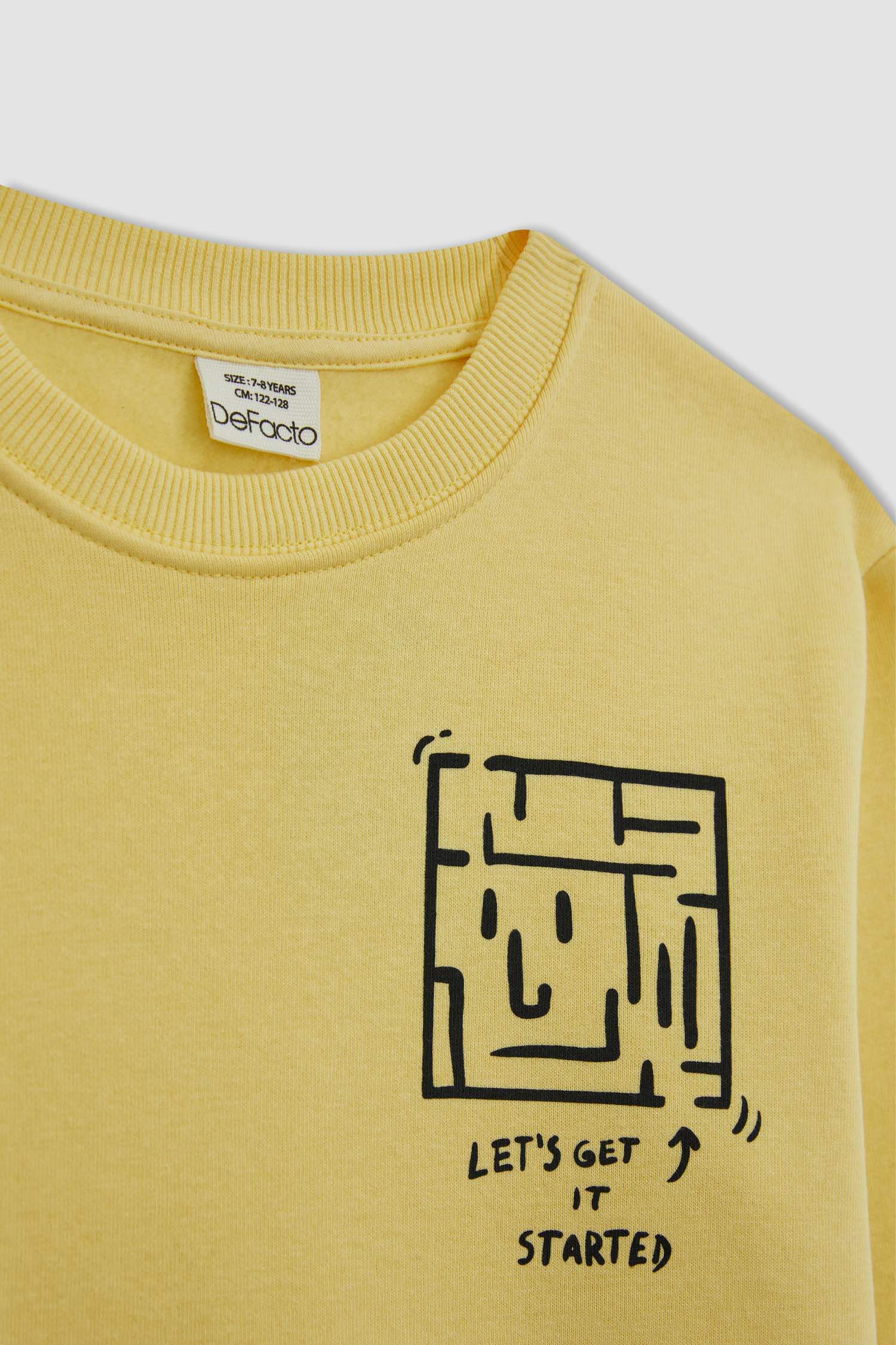 Erkek Çocuk Bisiklet Yaka Baskılı Kalın Sweatshirt