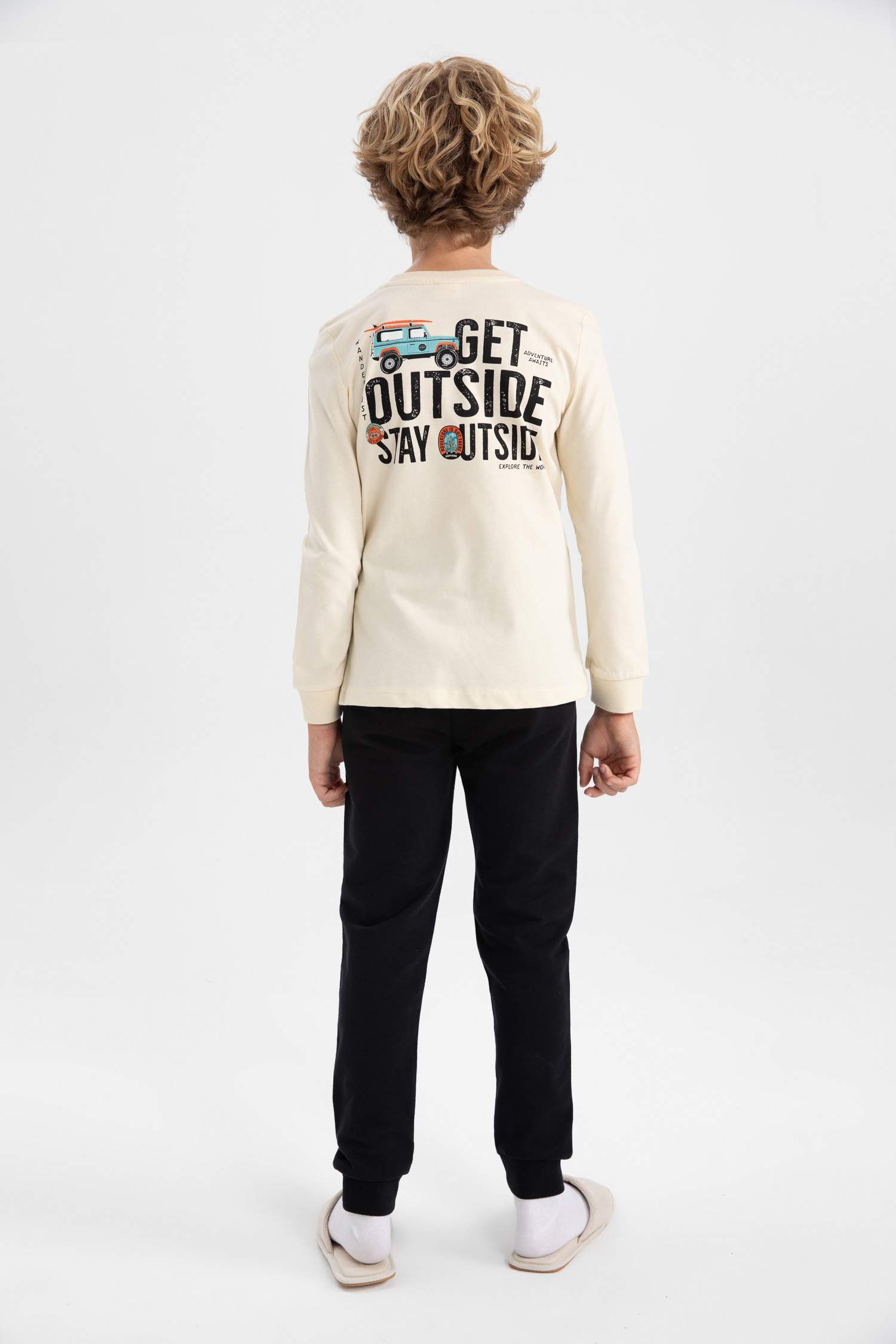 Boy Back Printed Combed Cotton Pajama Set