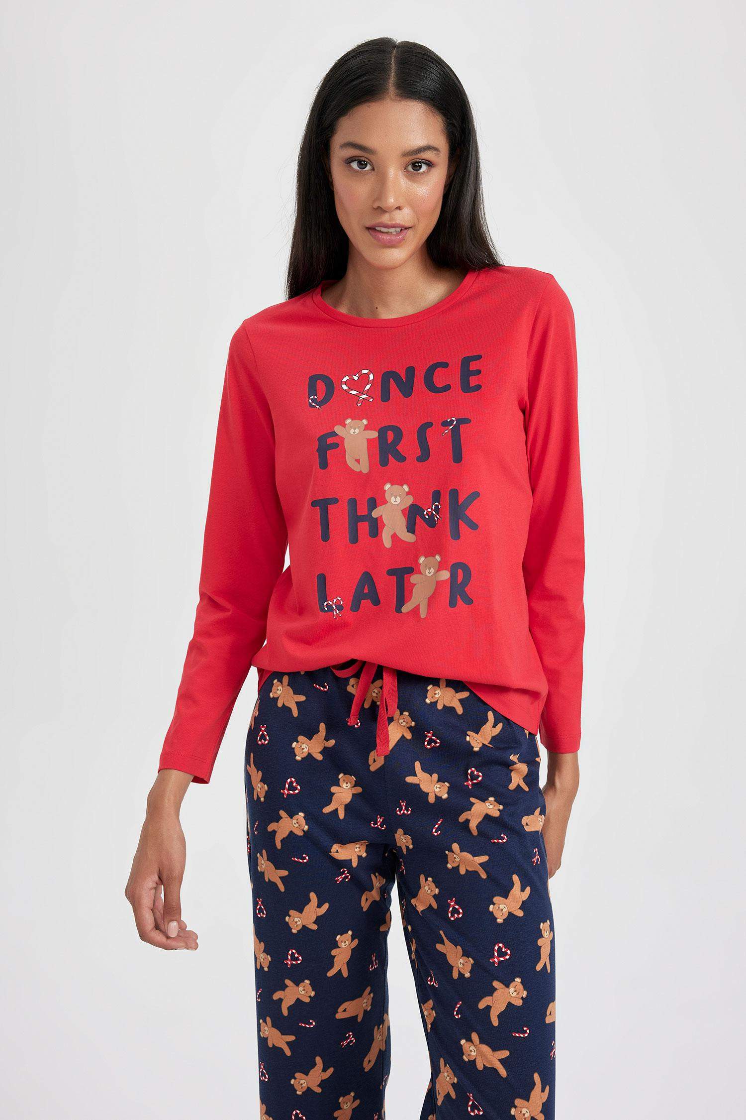 طقم قصة عادية كم طويل من Fall in Love - قطعتين