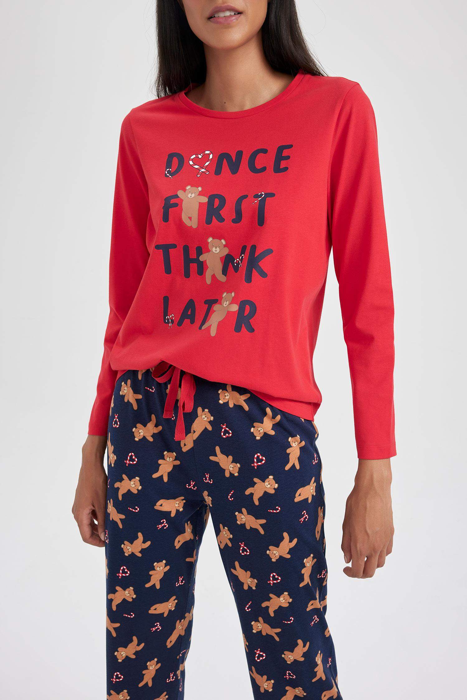 طقم قصة عادية كم طويل من Fall in Love - قطعتين