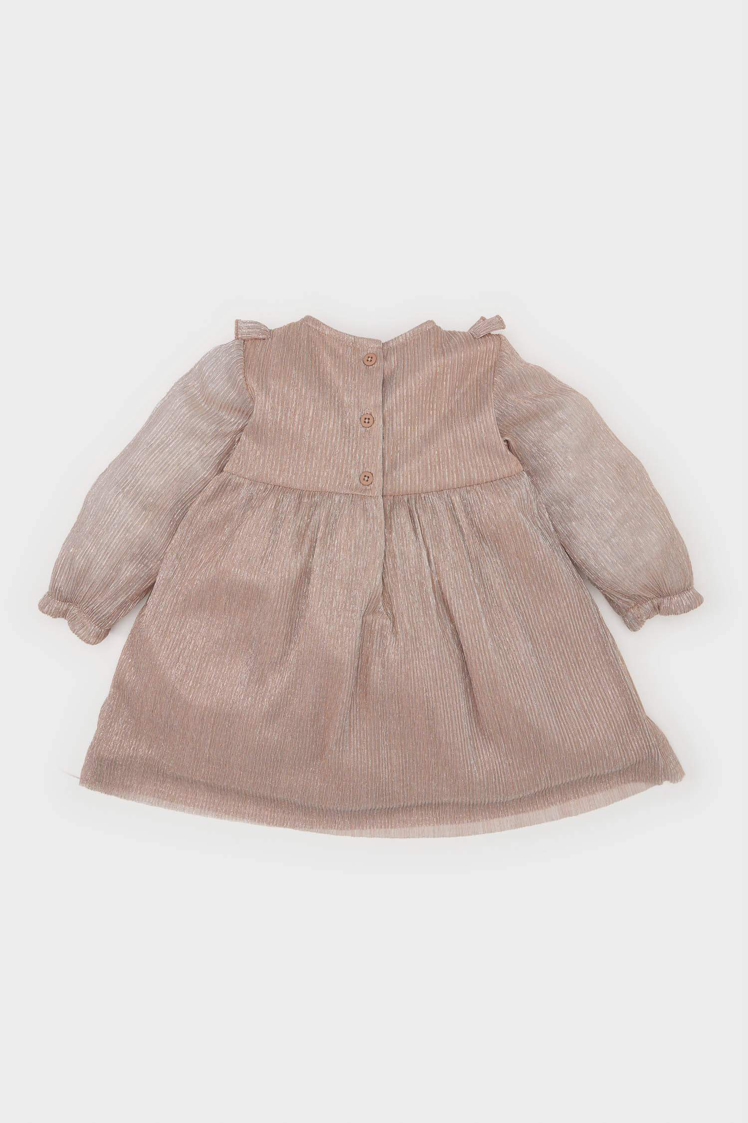 فستان شيفون بناتي ردن طويل قصة عادية بياخة مستديرة