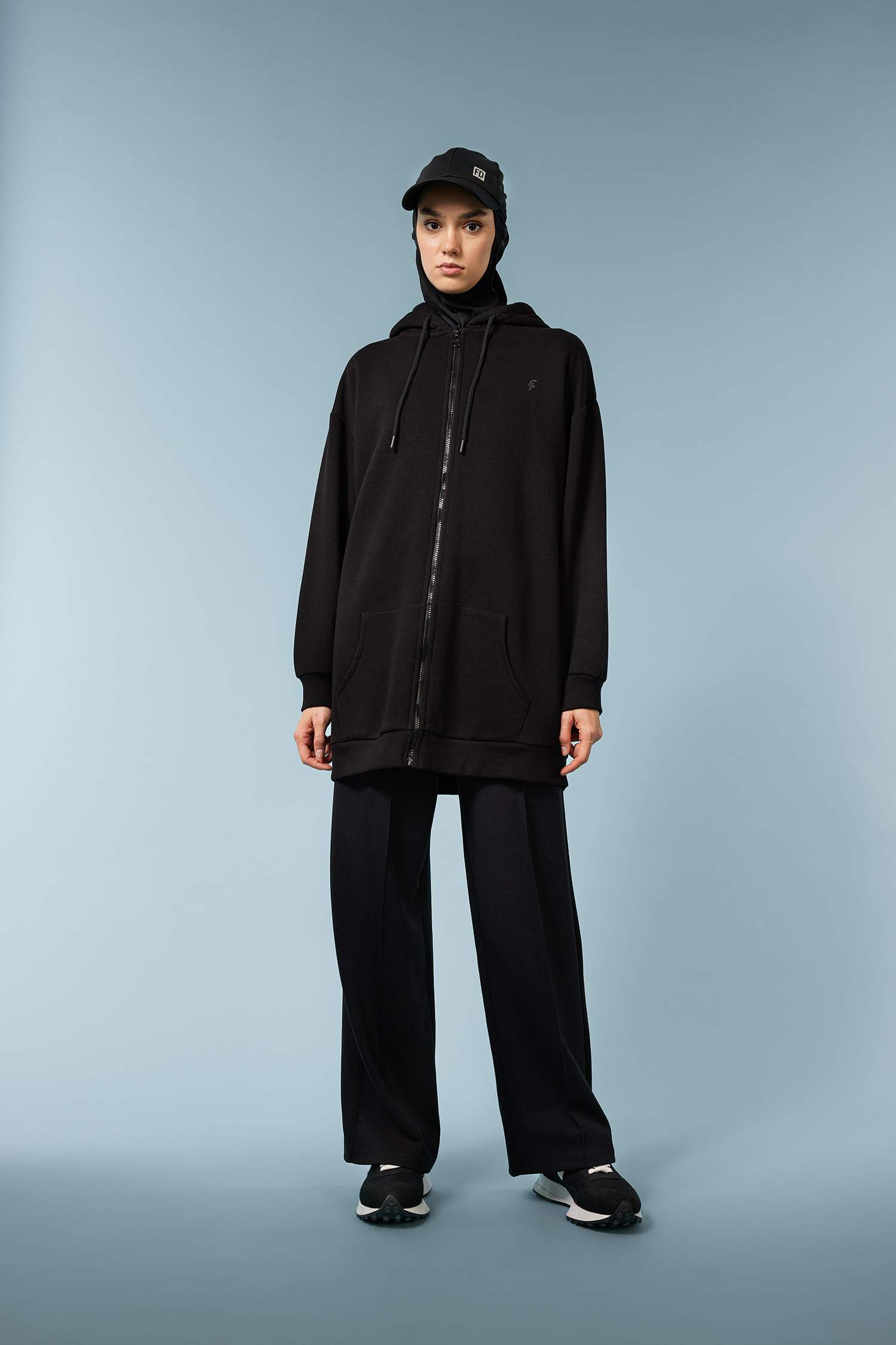 DeFactoFit Long Fit Hooded Zippered Thick Sweatshirt