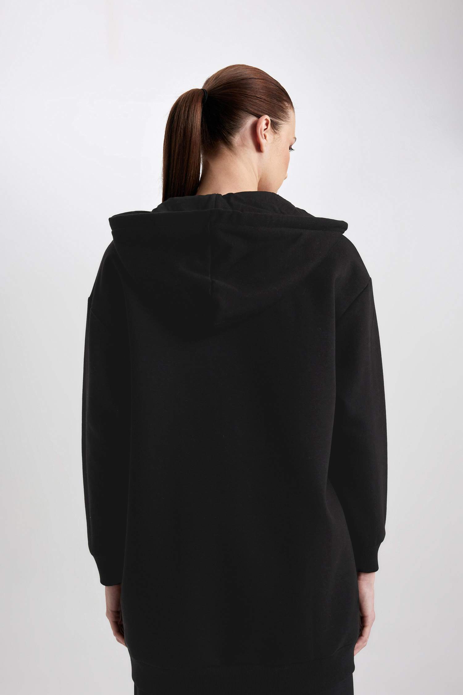 DeFactoFit Long Fit Hooded Zippered Thick Sweatshirt