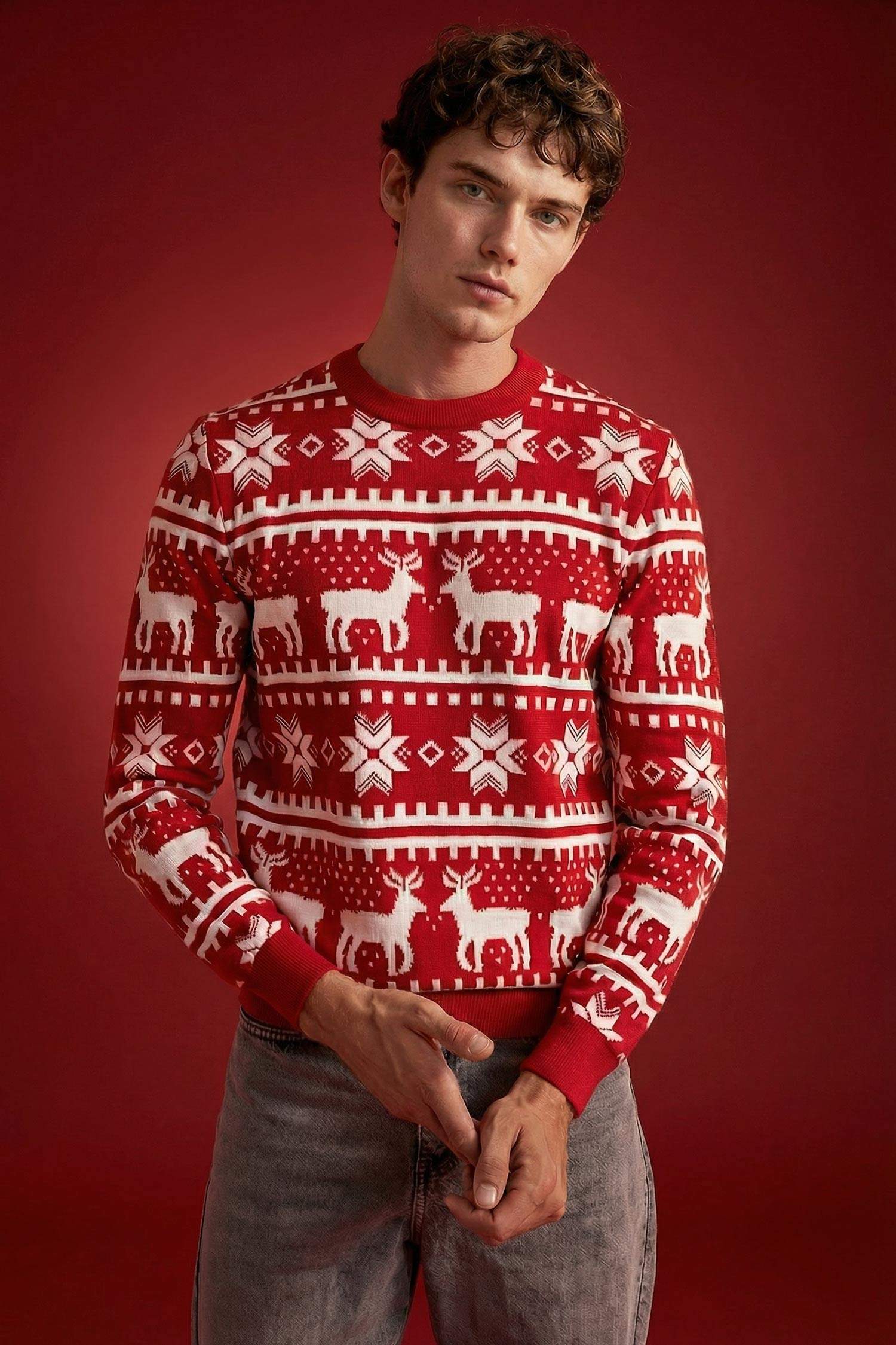 Standard Fit Crew Neck Knitted Pullover