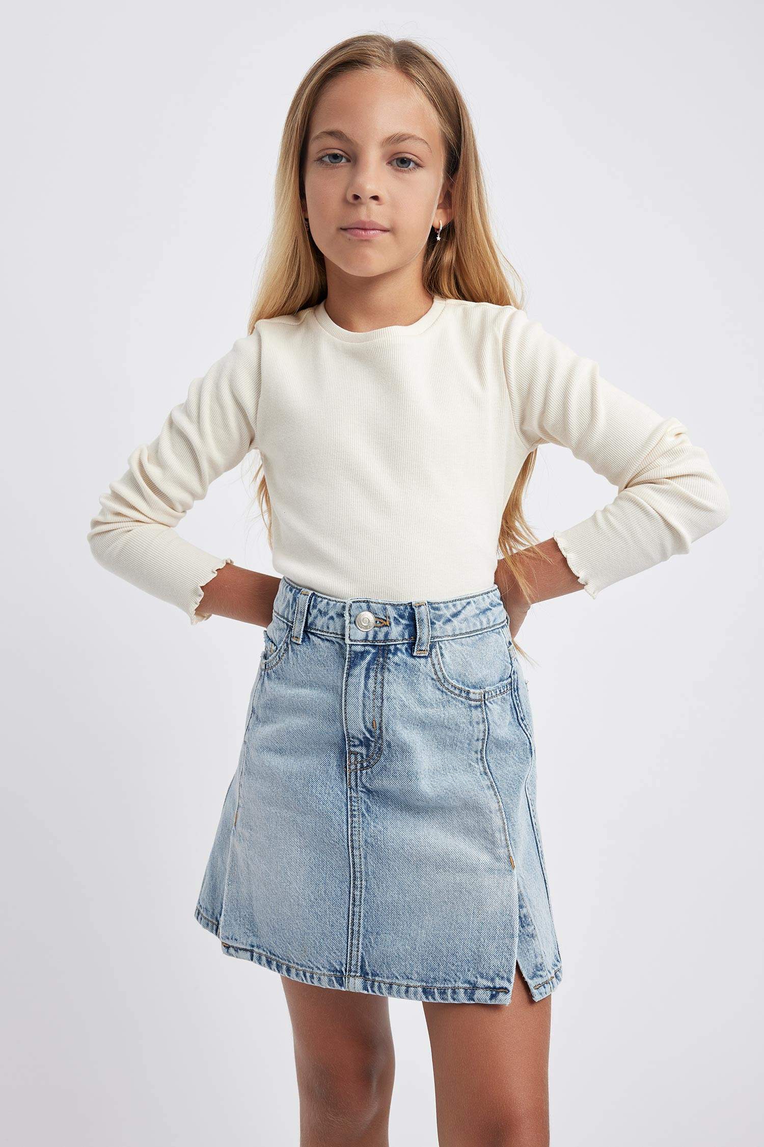 Girl Crew Neck Corduroy Long Sleeve T-Shirt