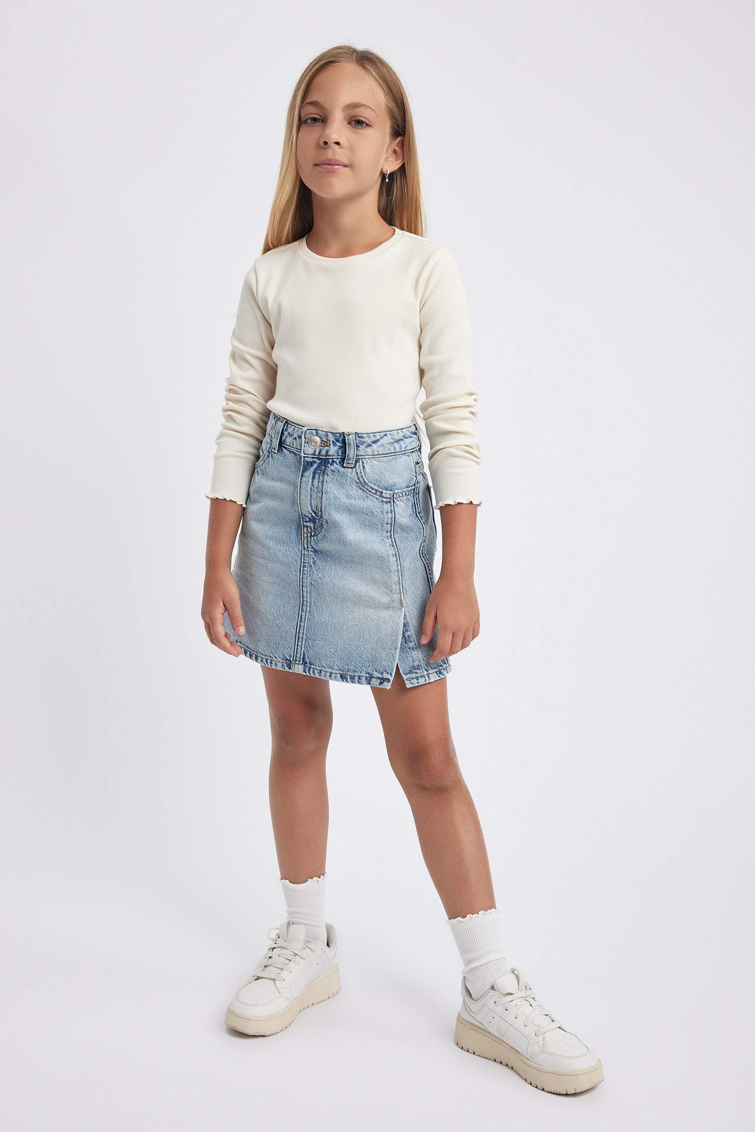 Girl Crew Neck Corduroy Long Sleeve T-Shirt