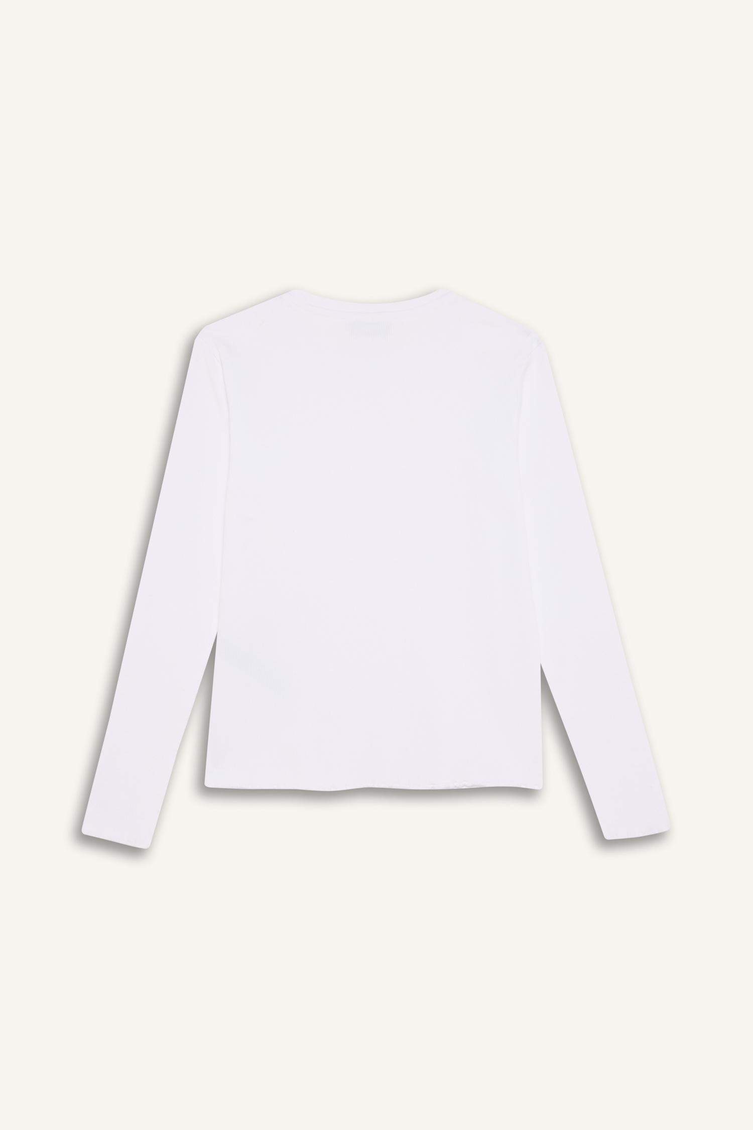 Kız Çocuk Bisiklet Yaka Basic Düz Fitilli Kaşkorse Uzun Kollu Okul Tişörtü