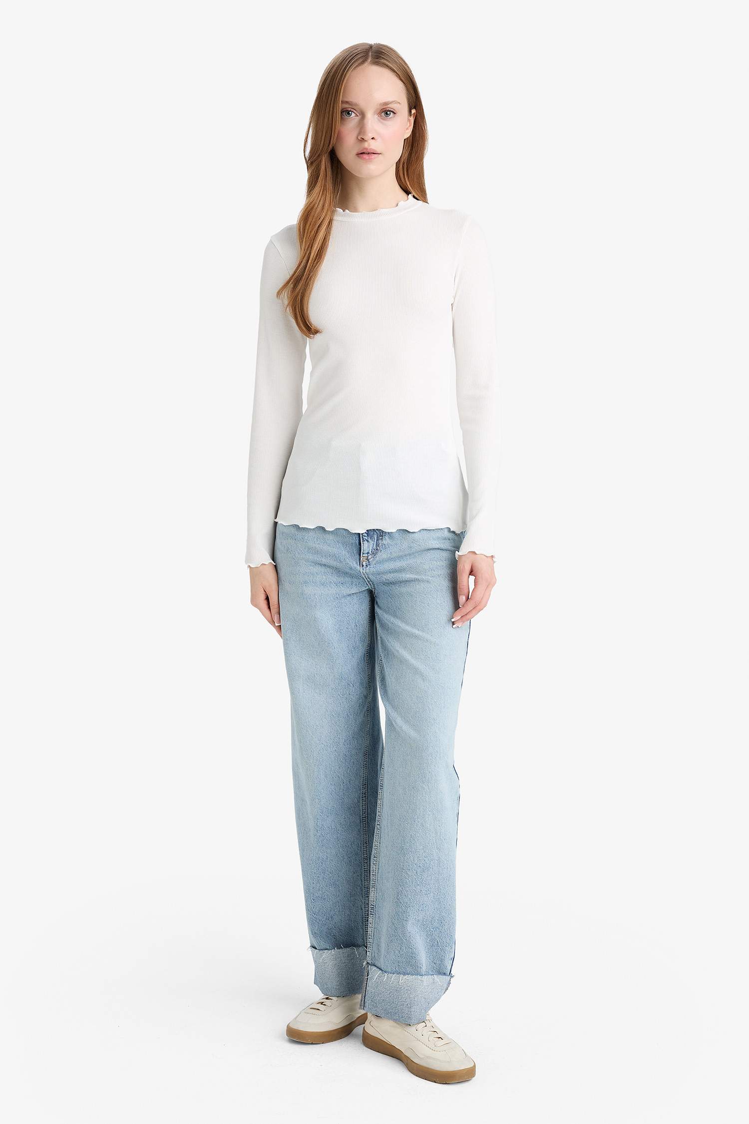 Yarım Balıkçı Yaka Fitilli Kaşkorse Uzun Kollu Tunik