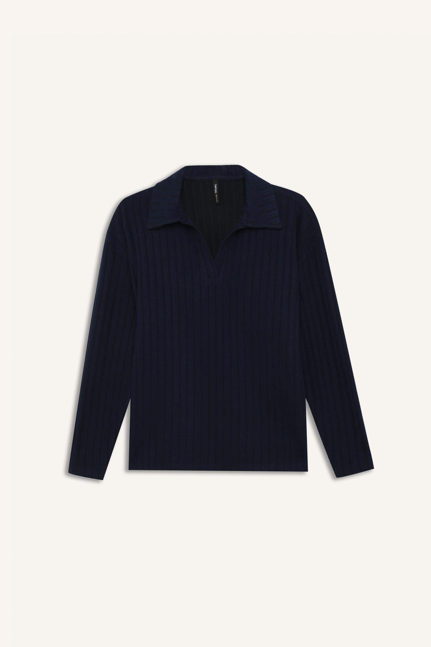 Relax Fit Polo Collar Casual Camisole Long Sleeve T-Shirt