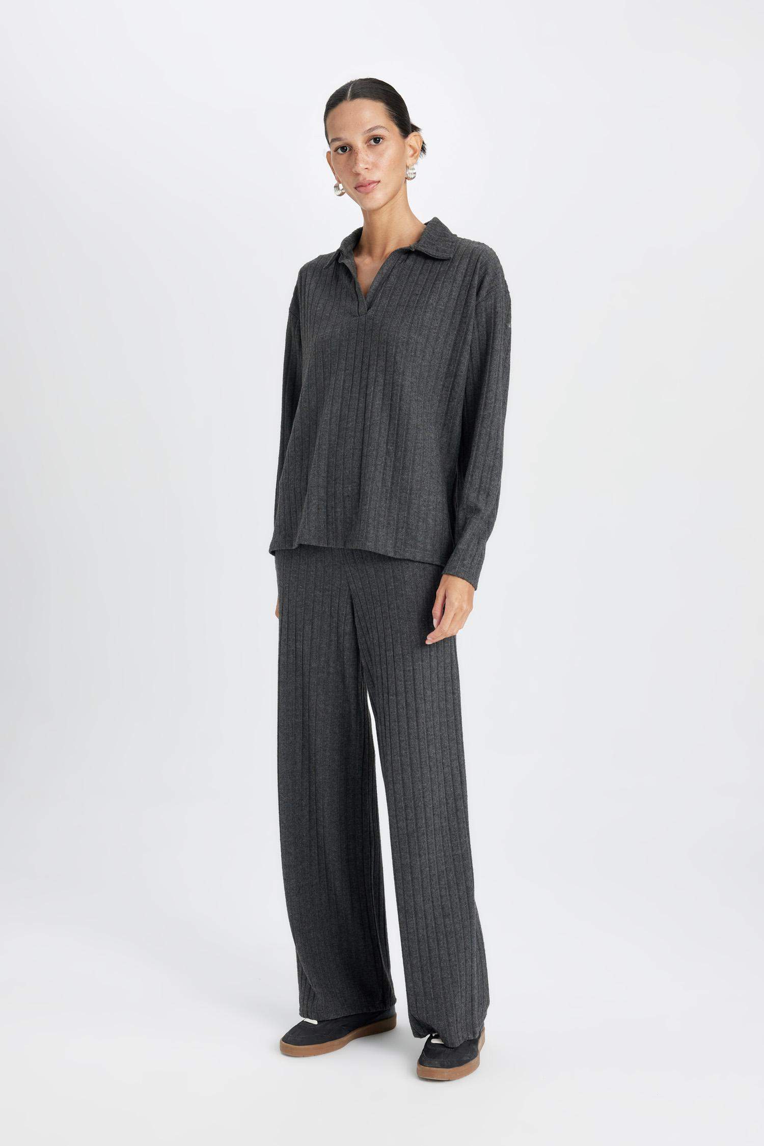 Normal Bel Eşofman Altı Fitilli Kaşkorse Kumaş Basic Düz