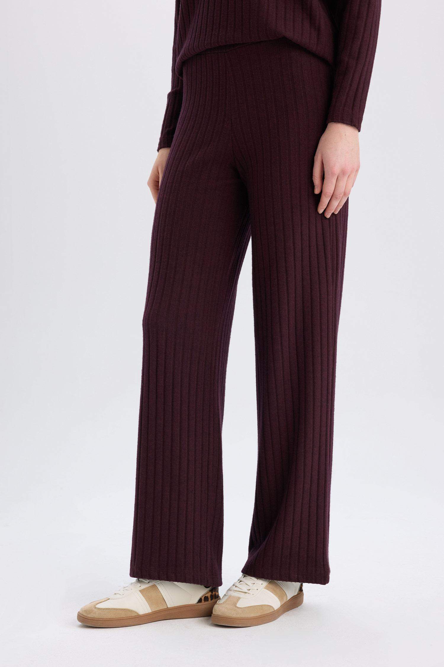 بنطلون سويت بانتس بيزك مضلع وايد ليج برجل واسع قصة عادية