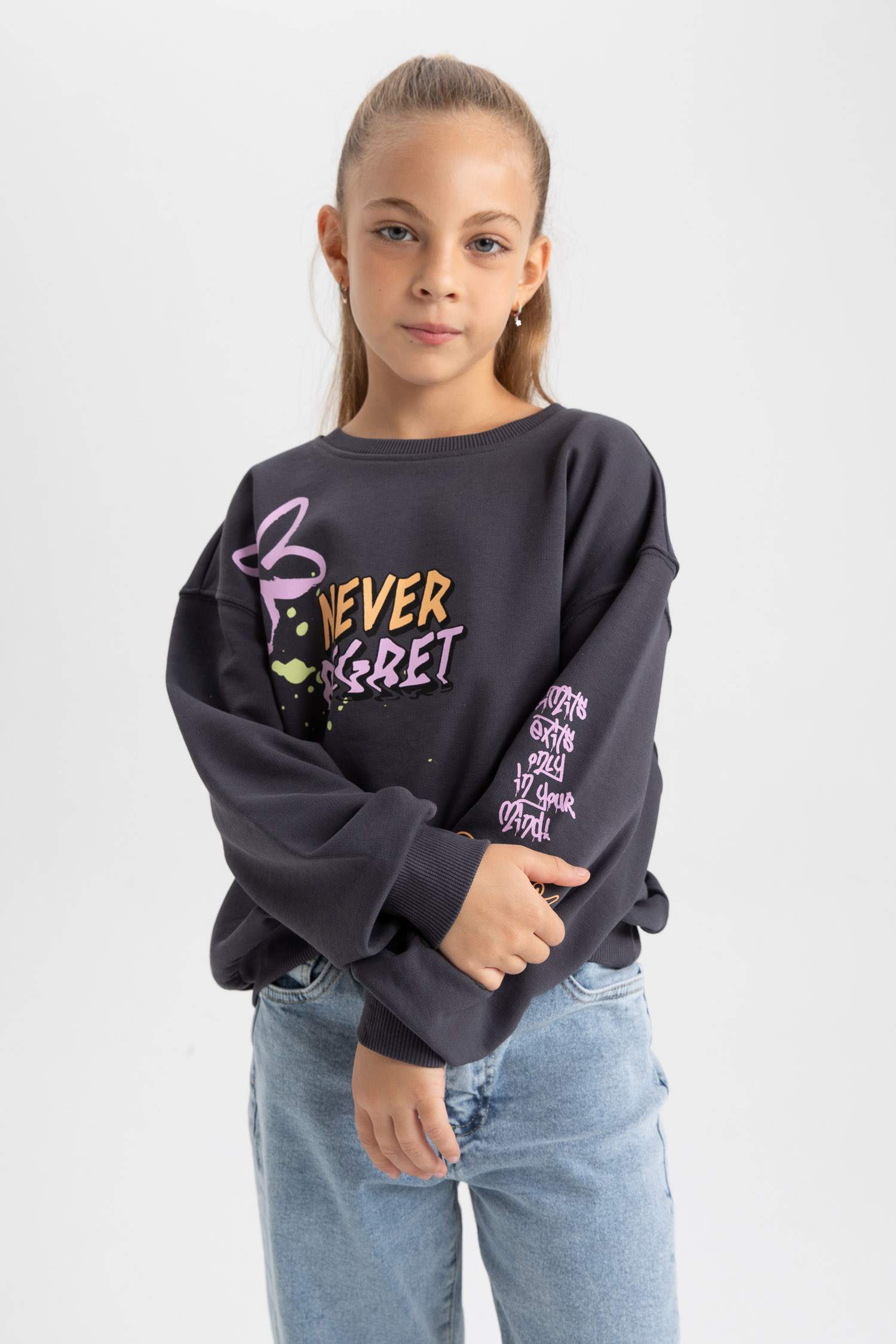 Толстовка с круглым вырезом для девочек