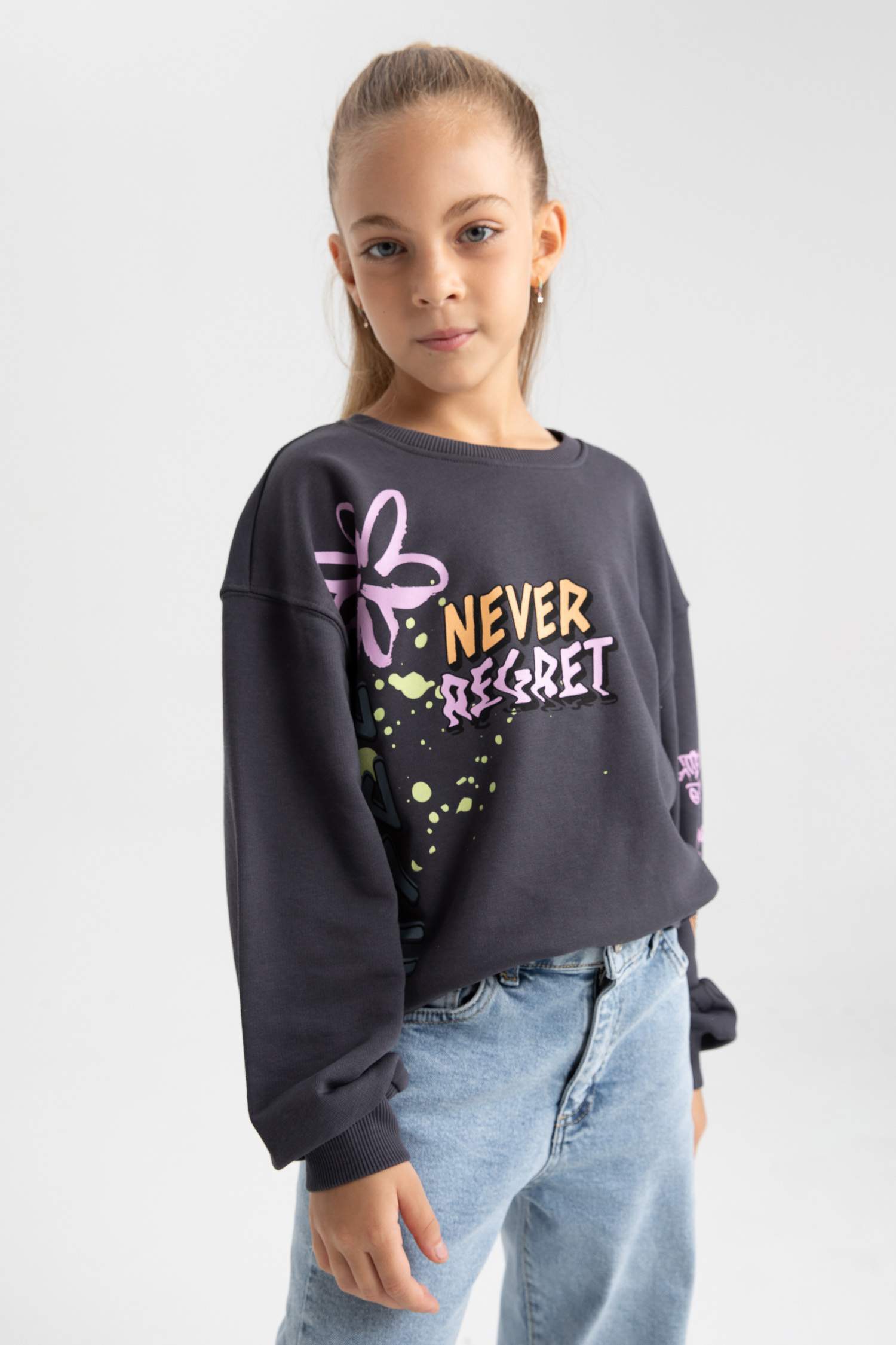 Толстовка с круглым вырезом для девочек