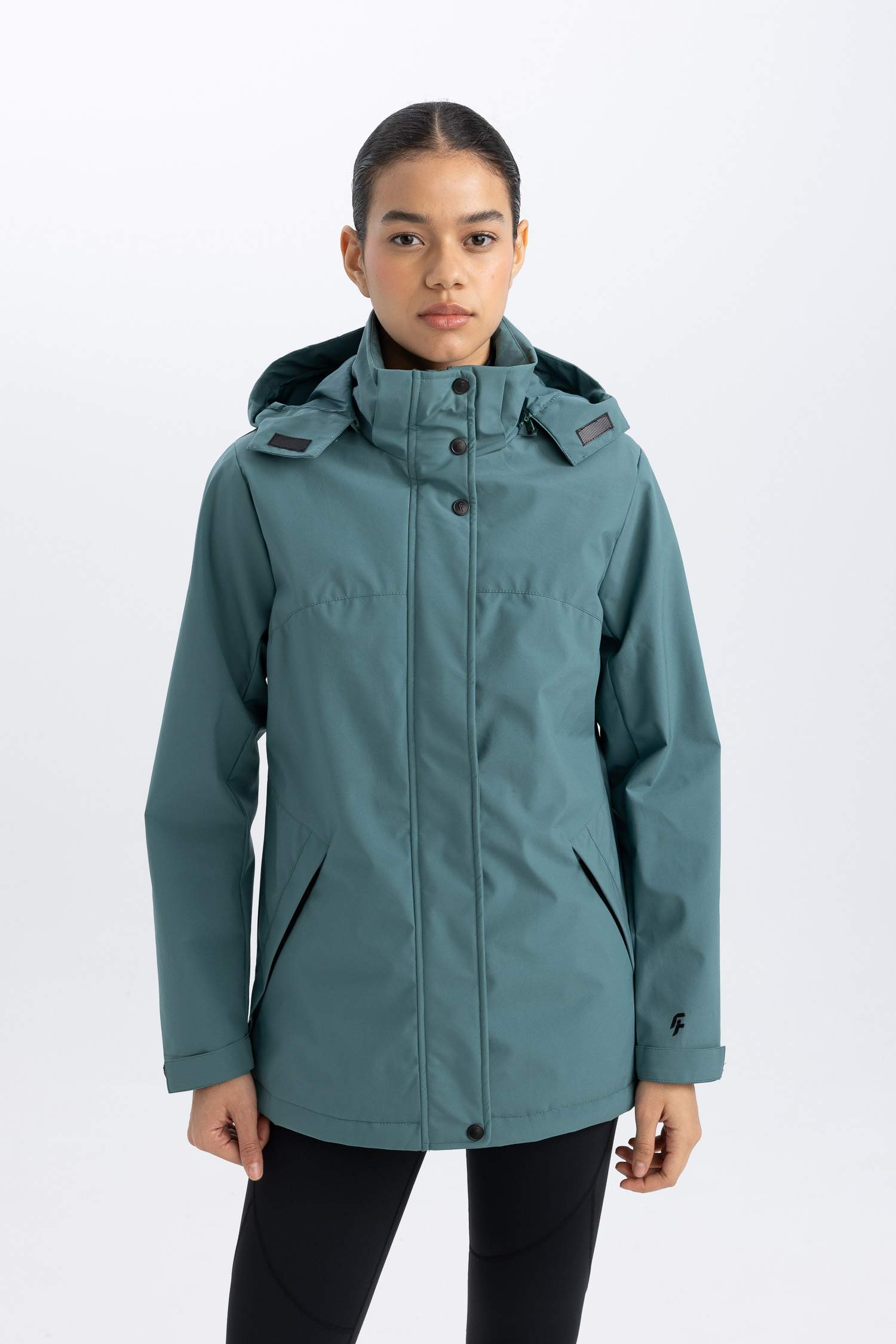 Su İtici Rüzgar Geçirmez Mont Kapüşonlu Fermuarlı Çıtçıtlı