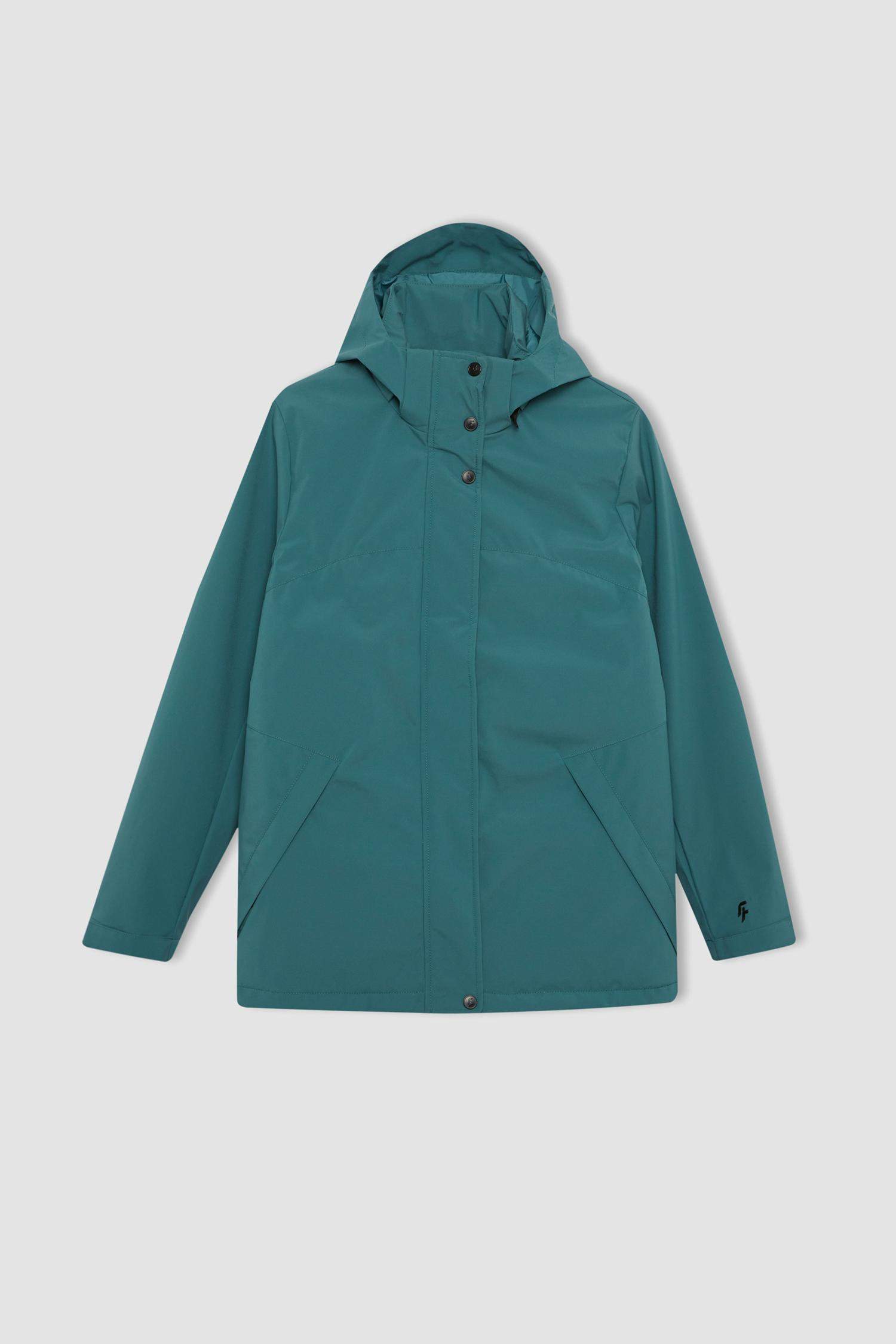 Su İtici Rüzgar Geçirmez Mont Kapüşonlu Fermuarlı Çıtçıtlı