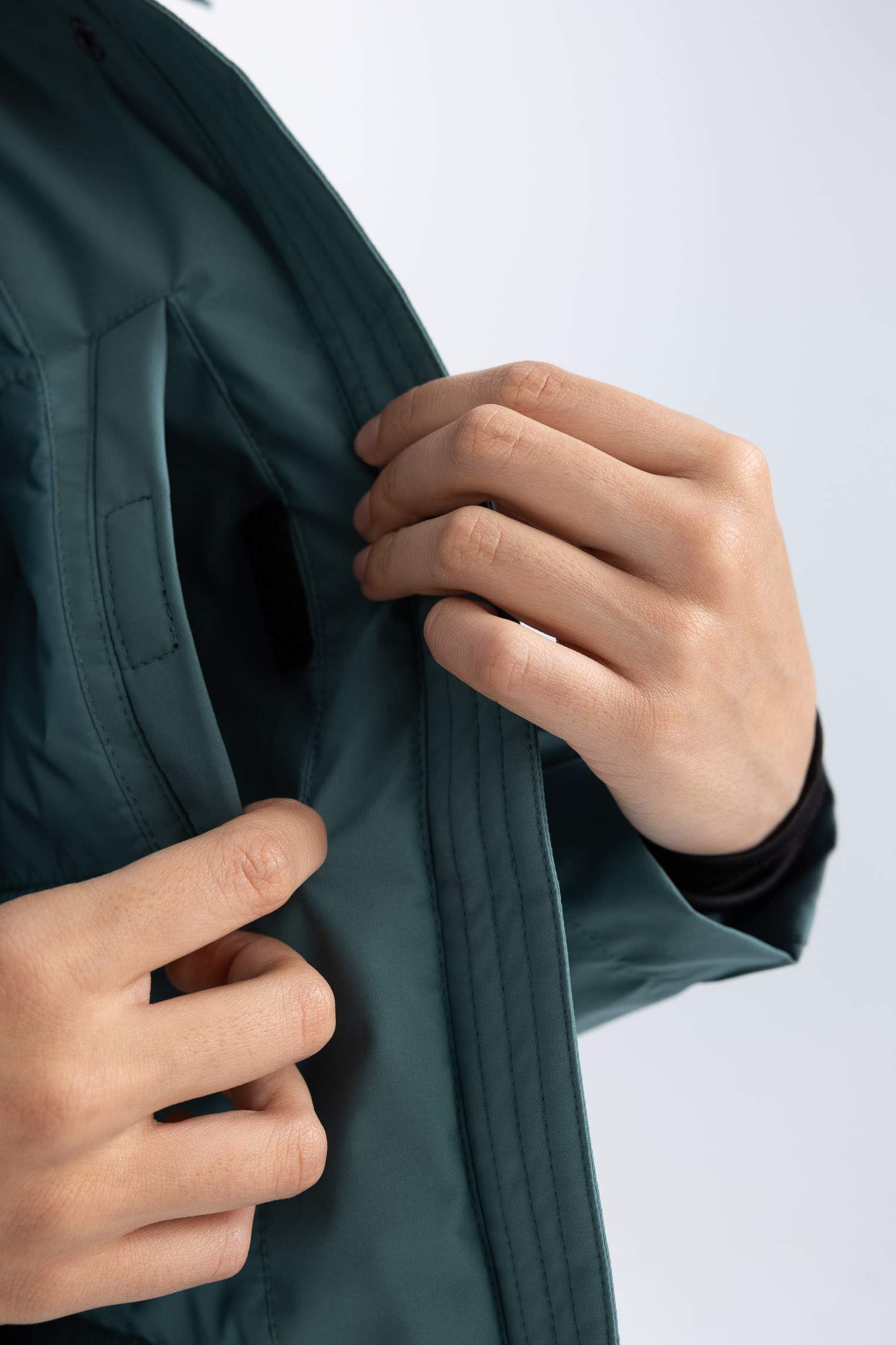 Su İtici Rüzgar Geçirmez Mont Kapüşonlu Fermuarlı Çıtçıtlı