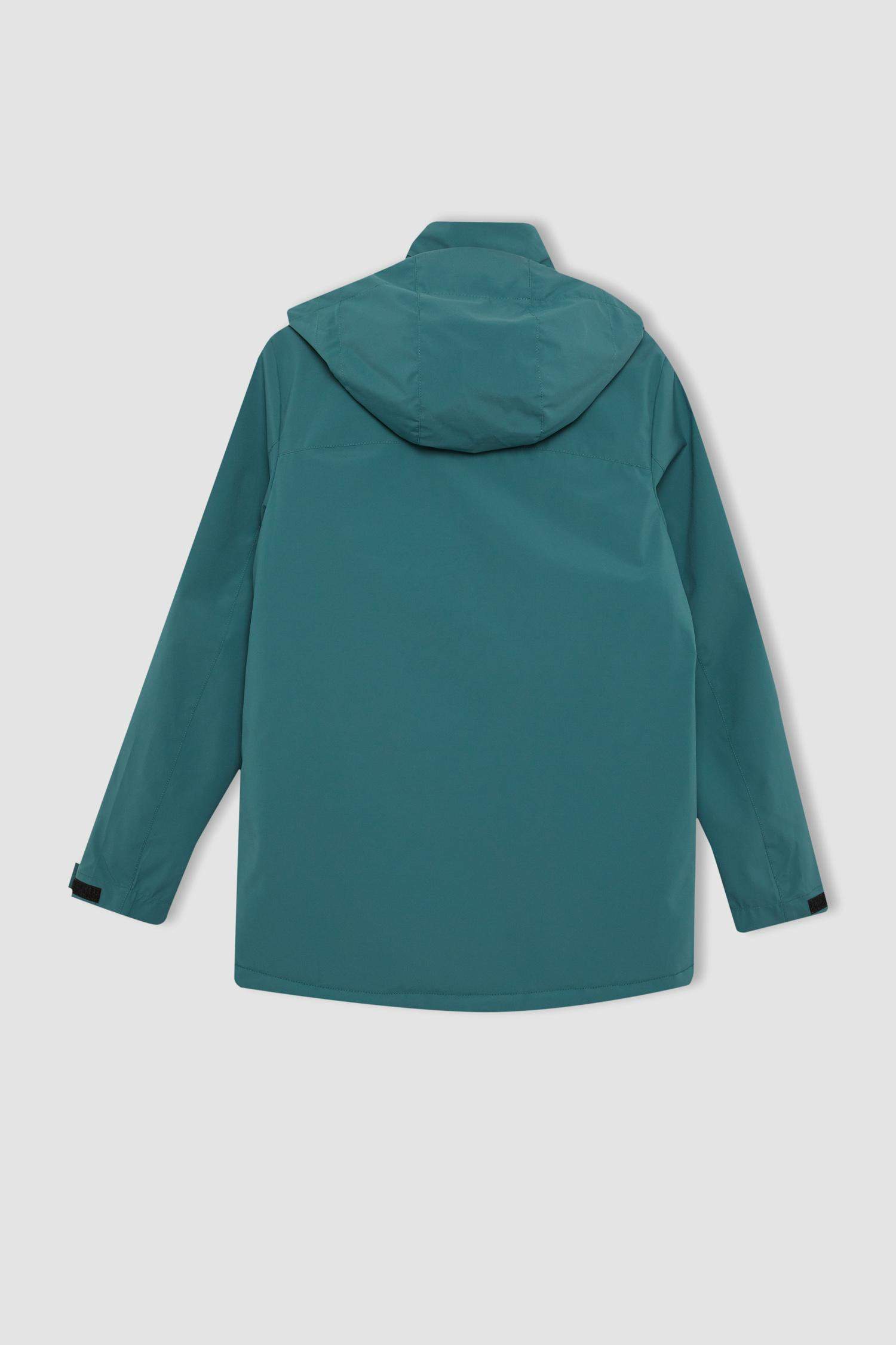 Su İtici Rüzgar Geçirmez Mont Kapüşonlu Fermuarlı Çıtçıtlı