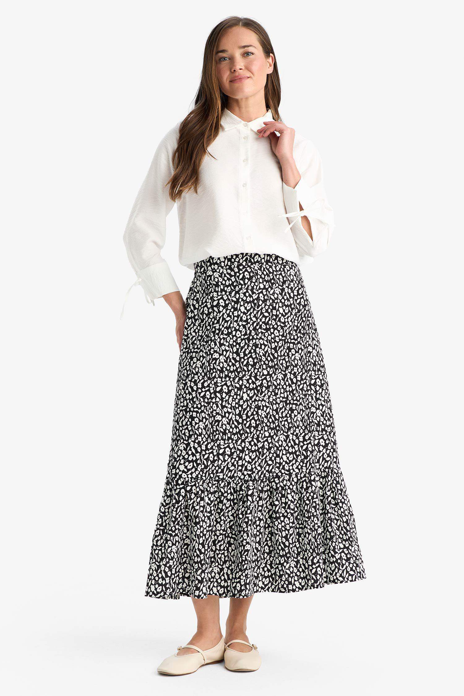 Floral Patterned Maxi Modest Skirt