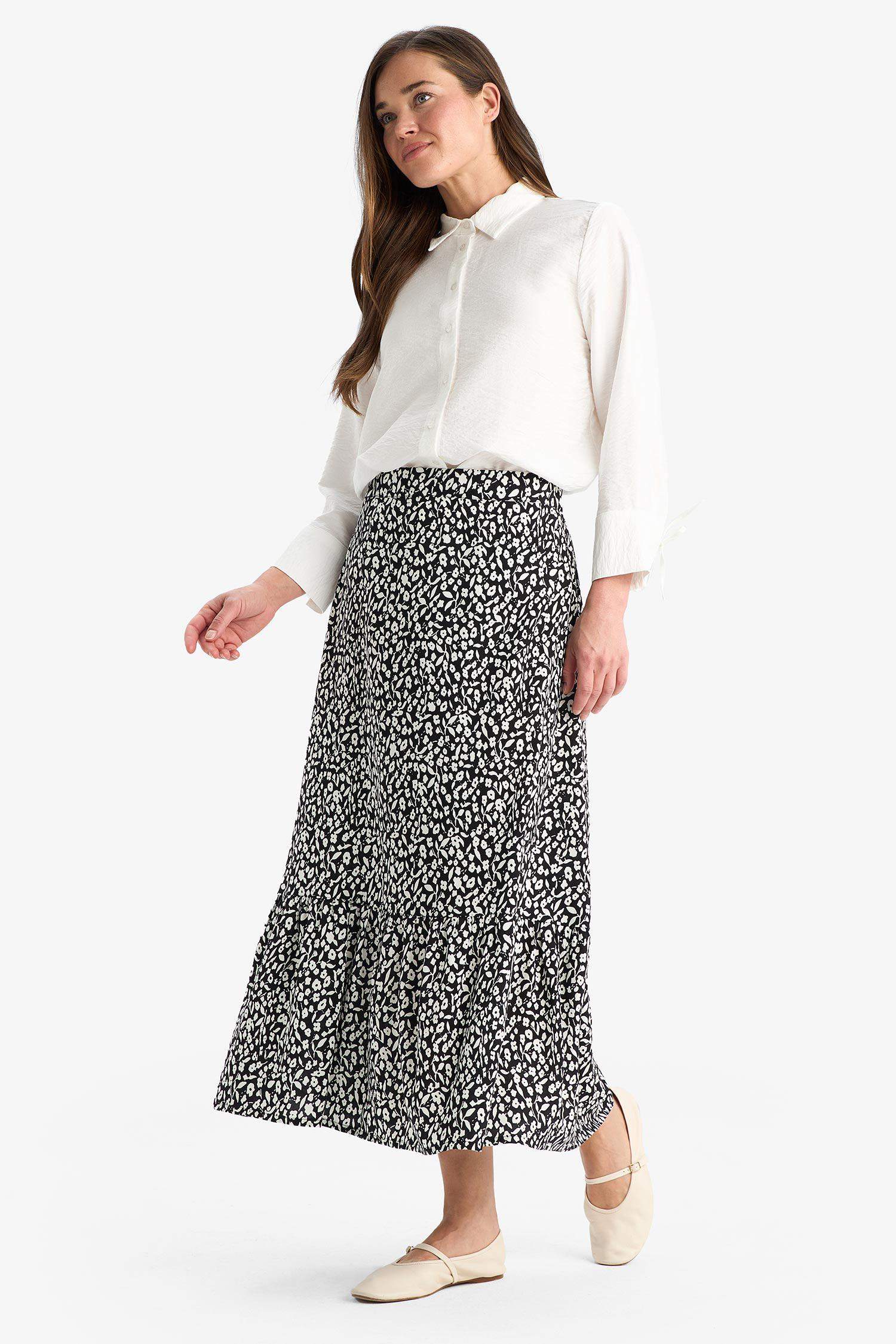Floral Patterned Maxi Modest Skirt