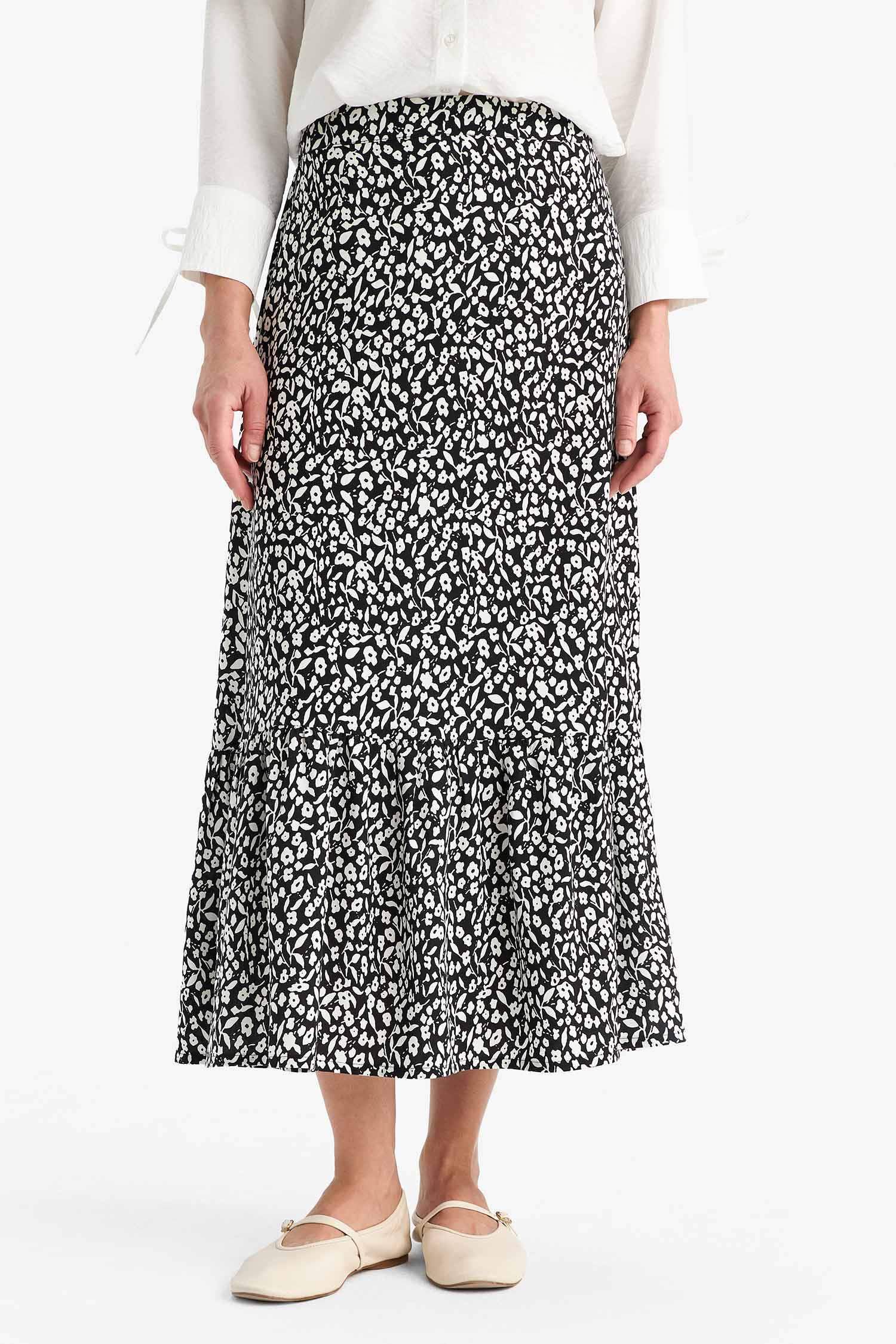 Floral Patterned Maxi Modest Skirt