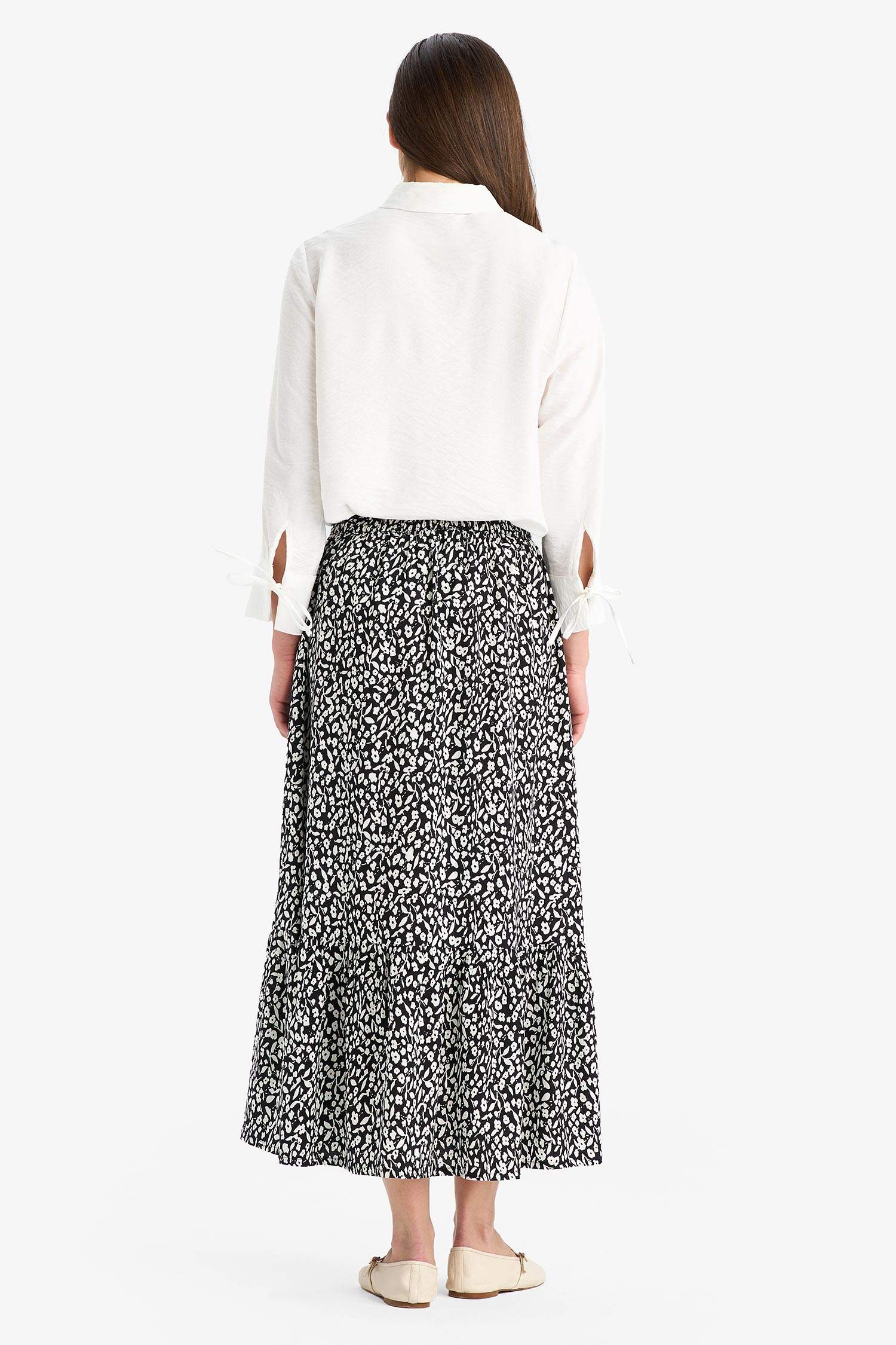 Floral Patterned Maxi Modest Skirt