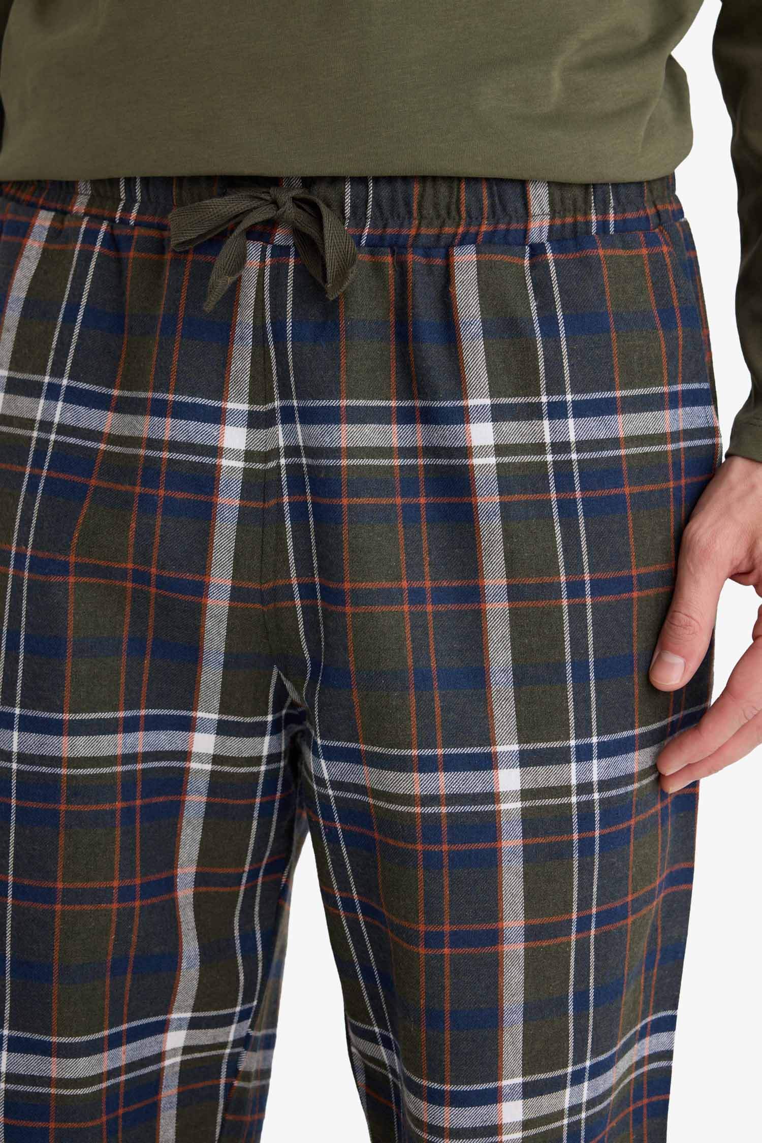 سيت بجامة كاروهات قصة عادية ردن طويل - قطعتين