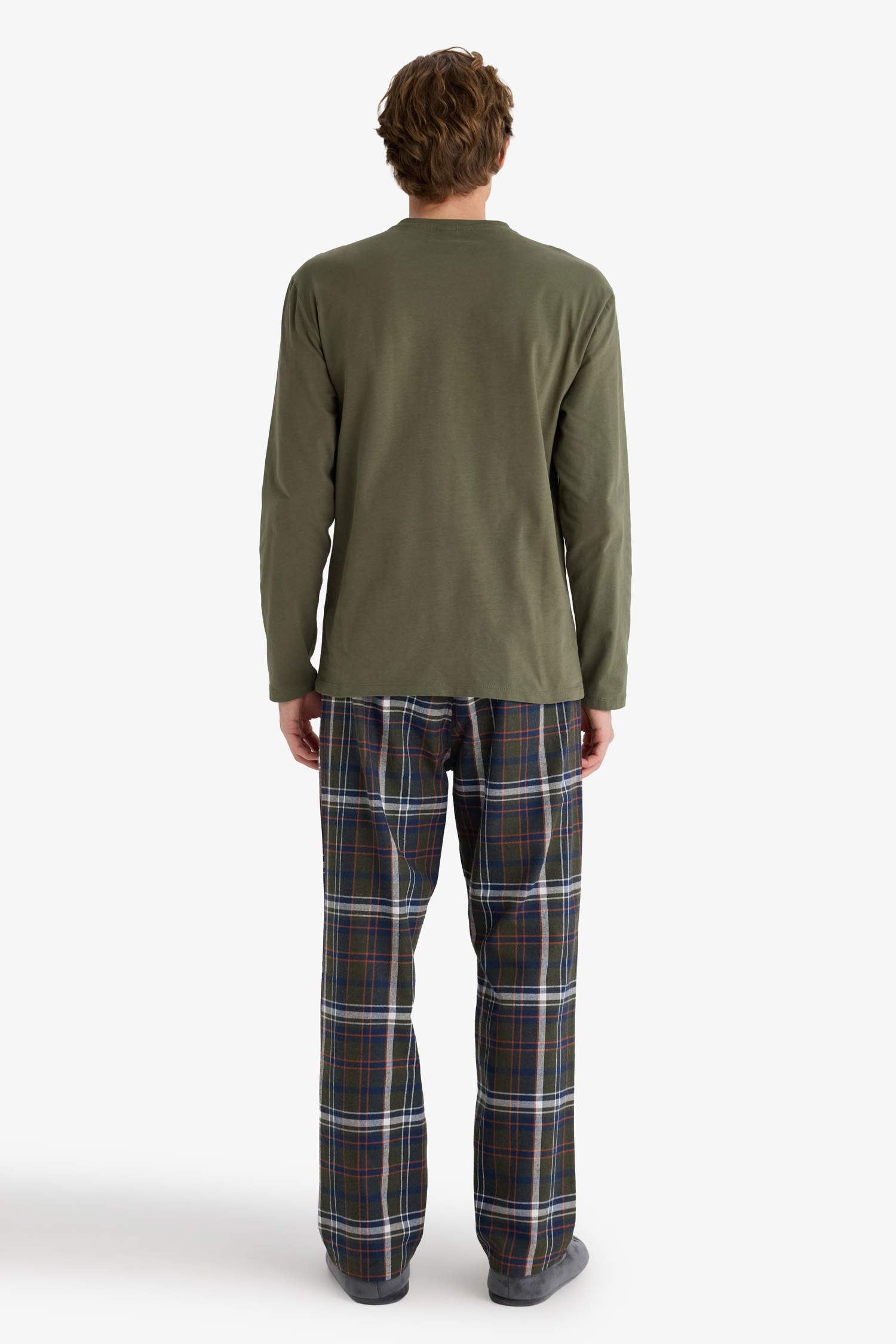 سيت بجامة كاروهات قصة عادية ردن طويل - قطعتين