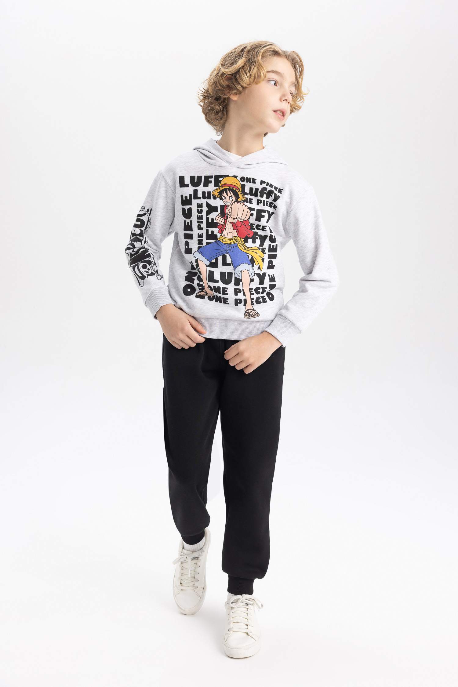 Erkek Çocuk One Piece Kapüşonlu Kalın Sweatshirt