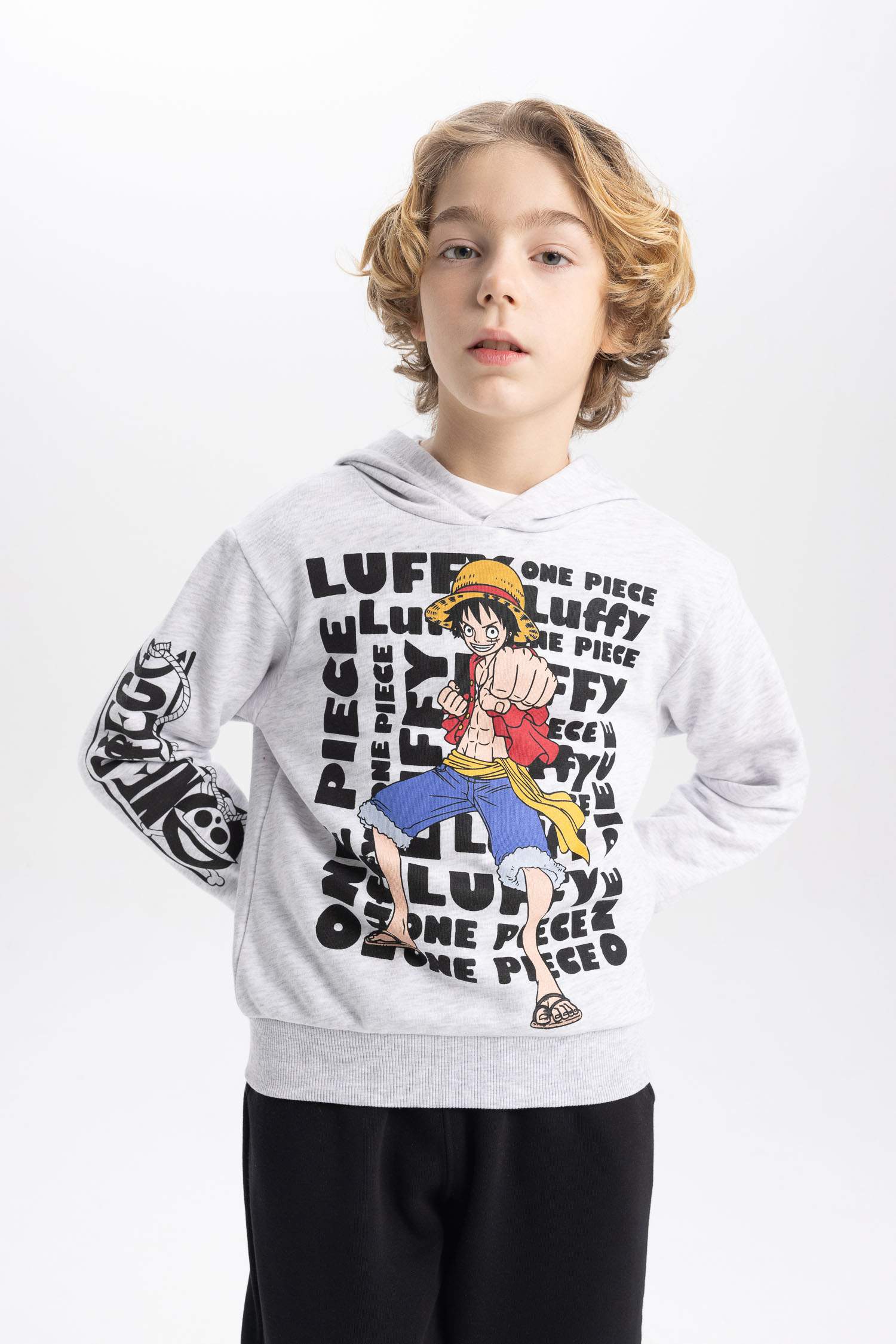 Erkek Çocuk One Piece Kapüşonlu Kalın Sweatshirt