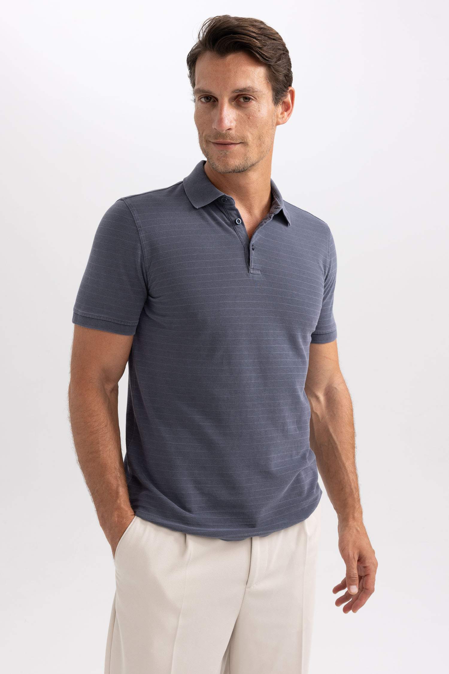 Slim Fit Polo Neck Short Sleeve T-Shirt