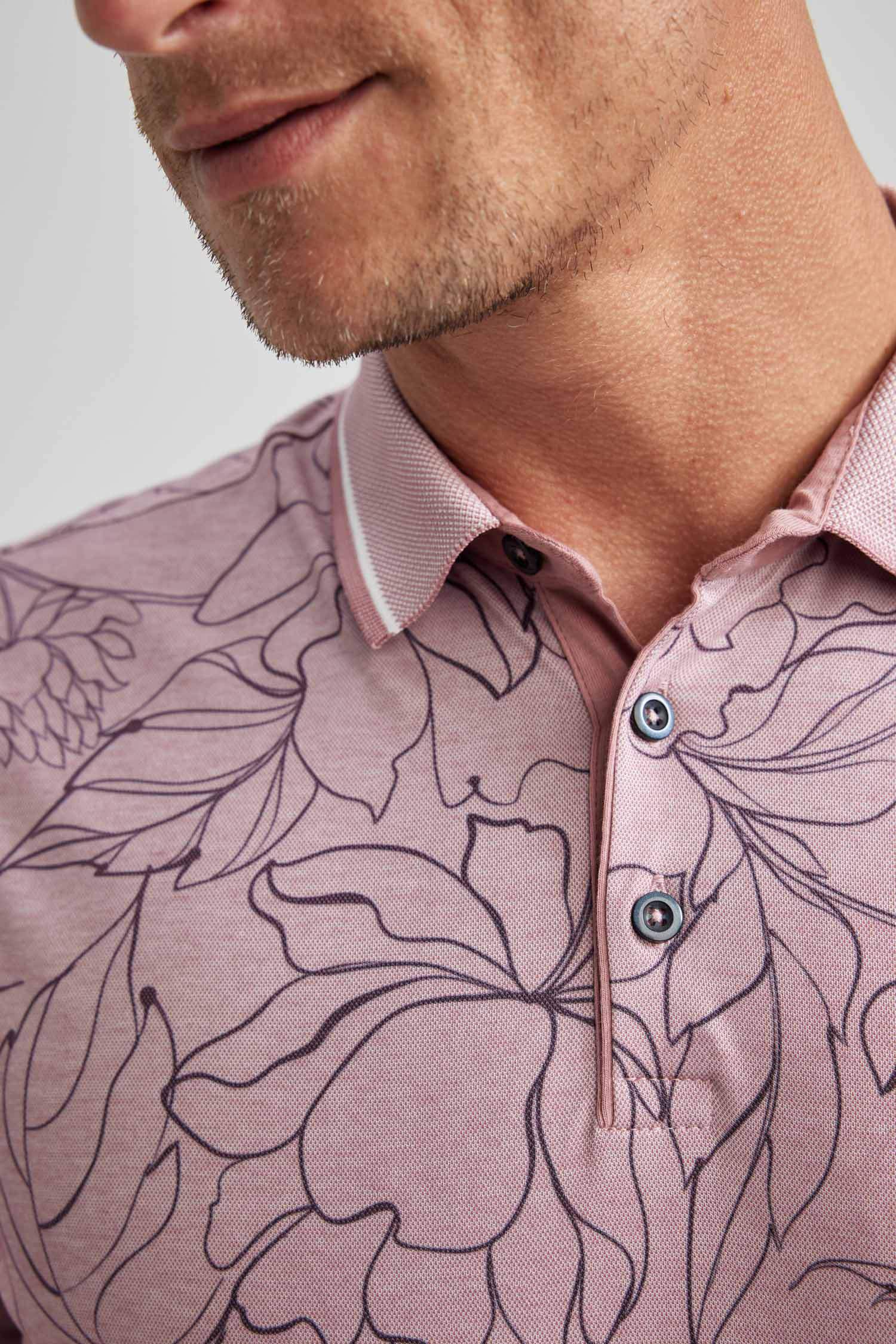 تي شيرت بولو فلورال سليم فيت