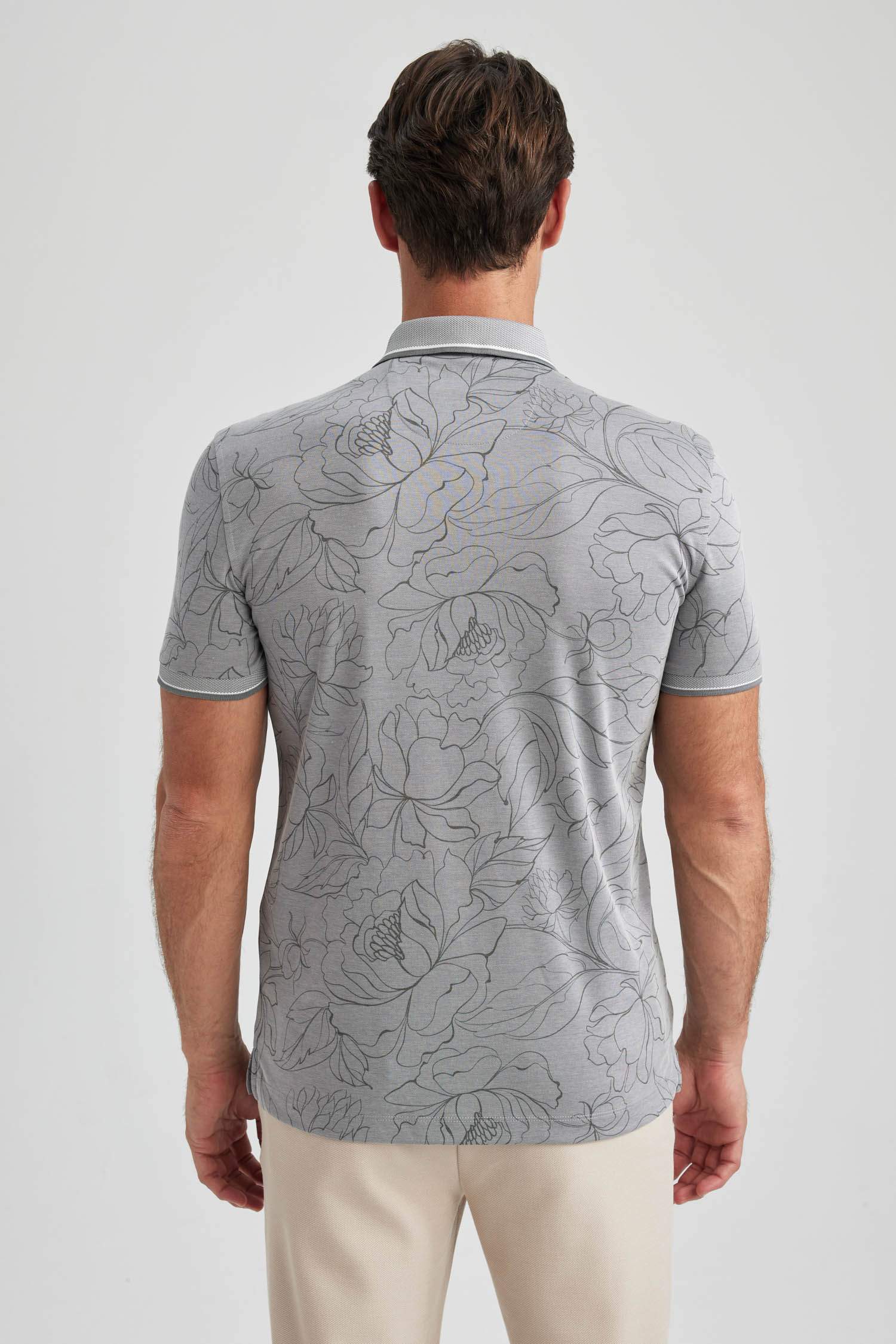 Slim Fit Floral Short Sleeve Polo T-Shirt